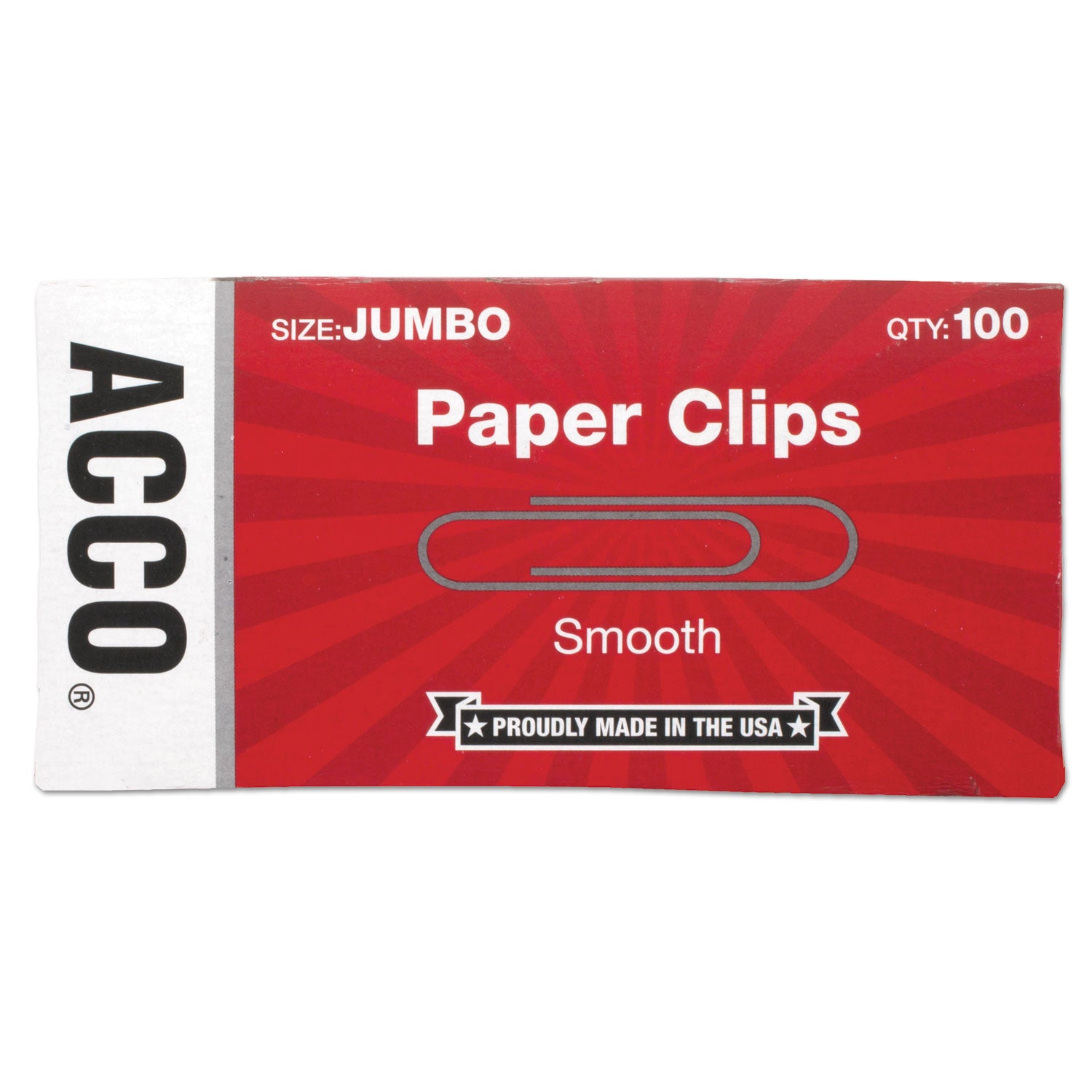 ACCO Jumbo Smooth Silver Paper Clips - 100 Clips per Box, 10 Boxes per Pack - Perfect for Office, School & Home Organization