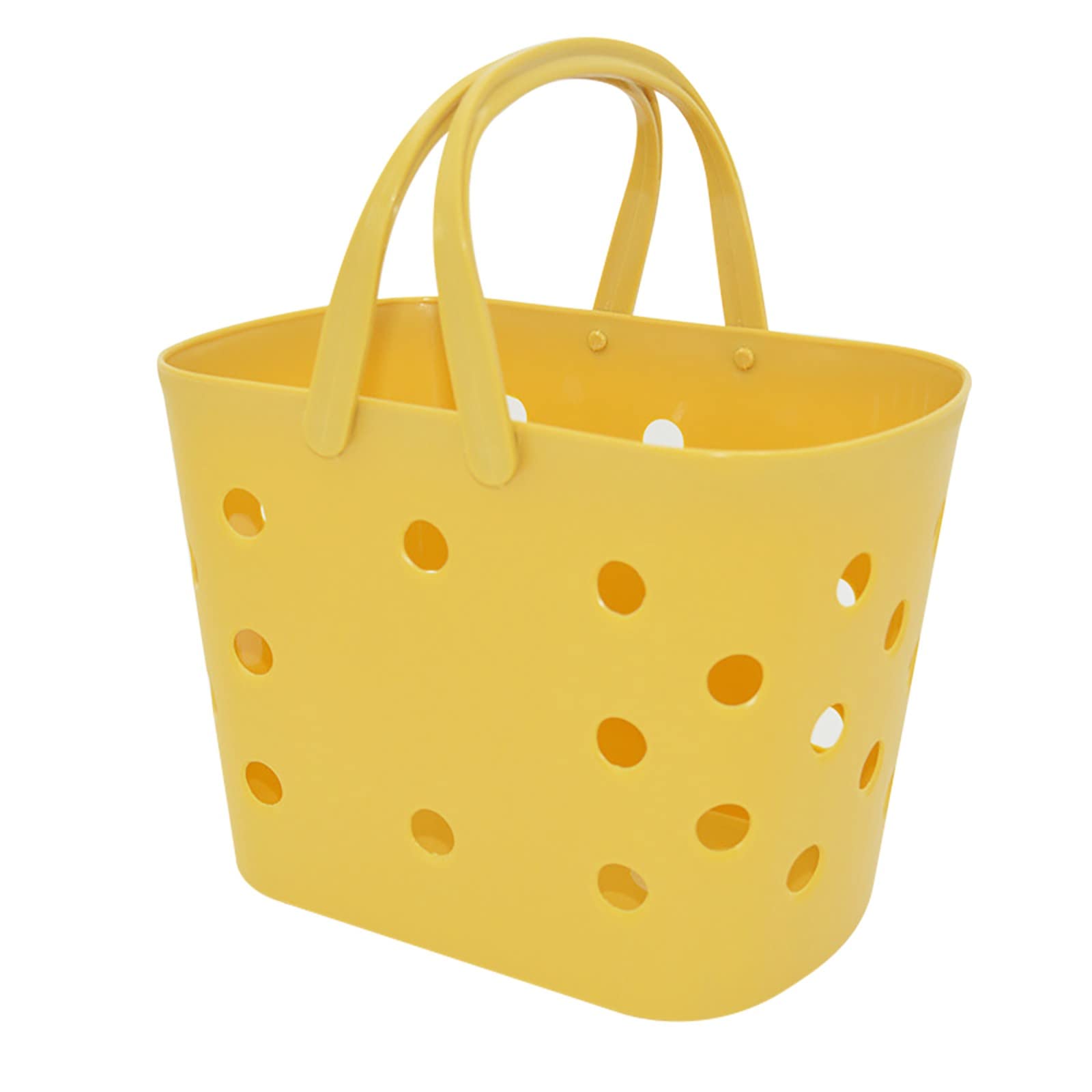 Portable Soft Shopping Basket - Lightweight Plastic Washable Storage Basket for Picnic, Beach, Travel, Laundry & Toddler Meal Prep (Yellow, One Size) - Perfect for Organizing Clothes, Toys & Essentials On-the-Go
