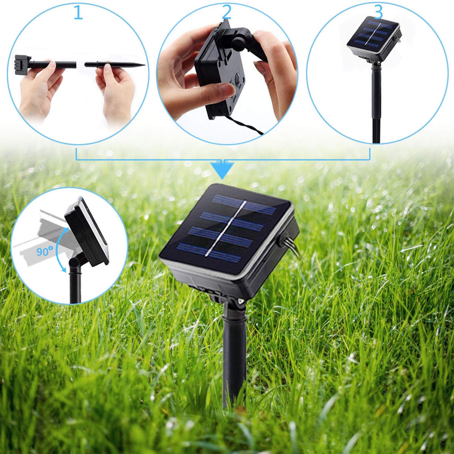 SNOMYRS 21 Ft Solar String Lights Outdoor - 30 LED Bumble Bee Lights with 8 Lighting Modes, Waterproof Solar-Powered Fairy Lights for Garden, Yard, Lawn, Patio, Party & Outdoor Decor (Warm White) | Perfect for Summer Nights, Weddings, and Backyard Gatherings