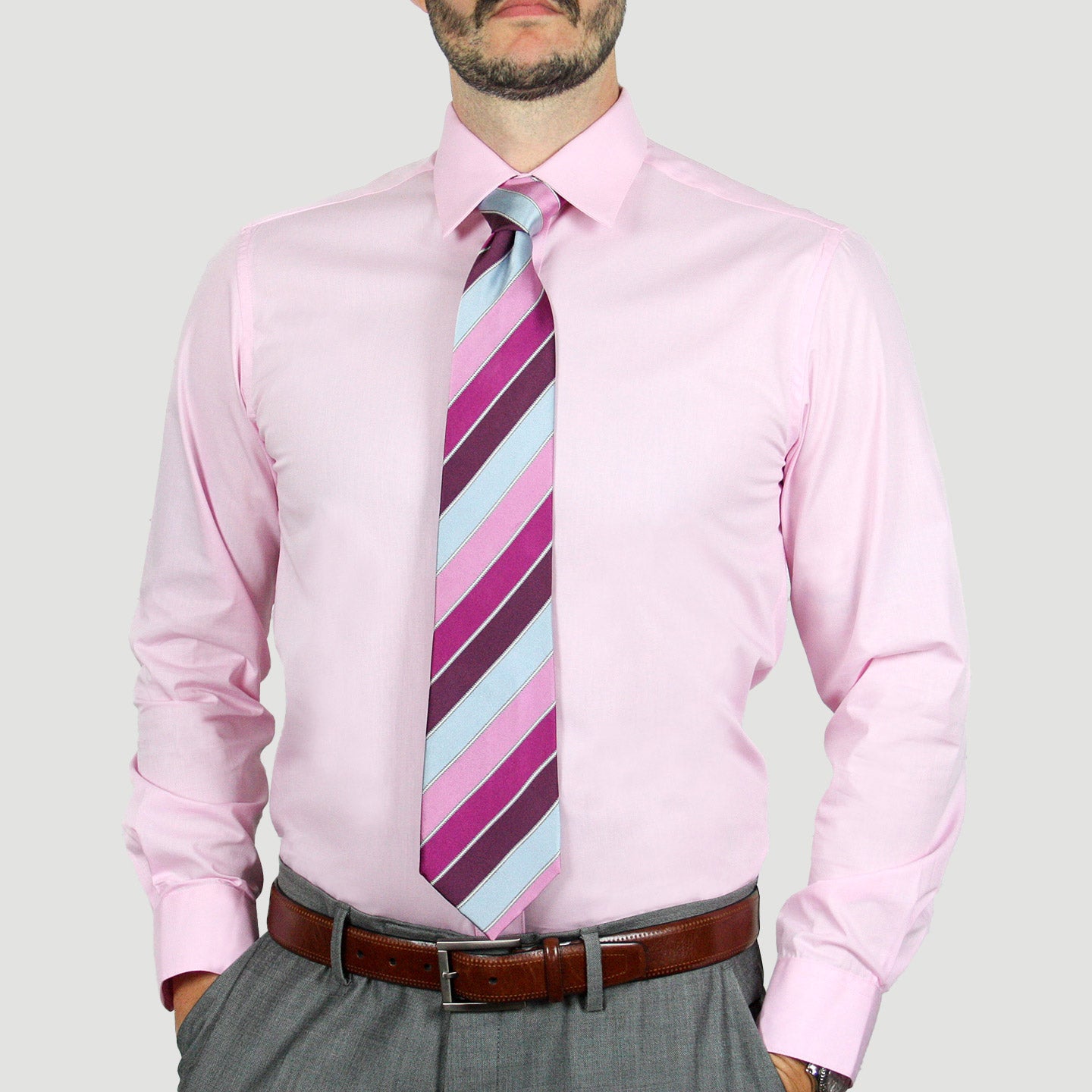 ARTURO Modern Fit Long Sleeve Pink Dress Shirt for Men - Big & Tall Sizes 4X to 6X - Perfect for Office, Business Meetings & Formal Events