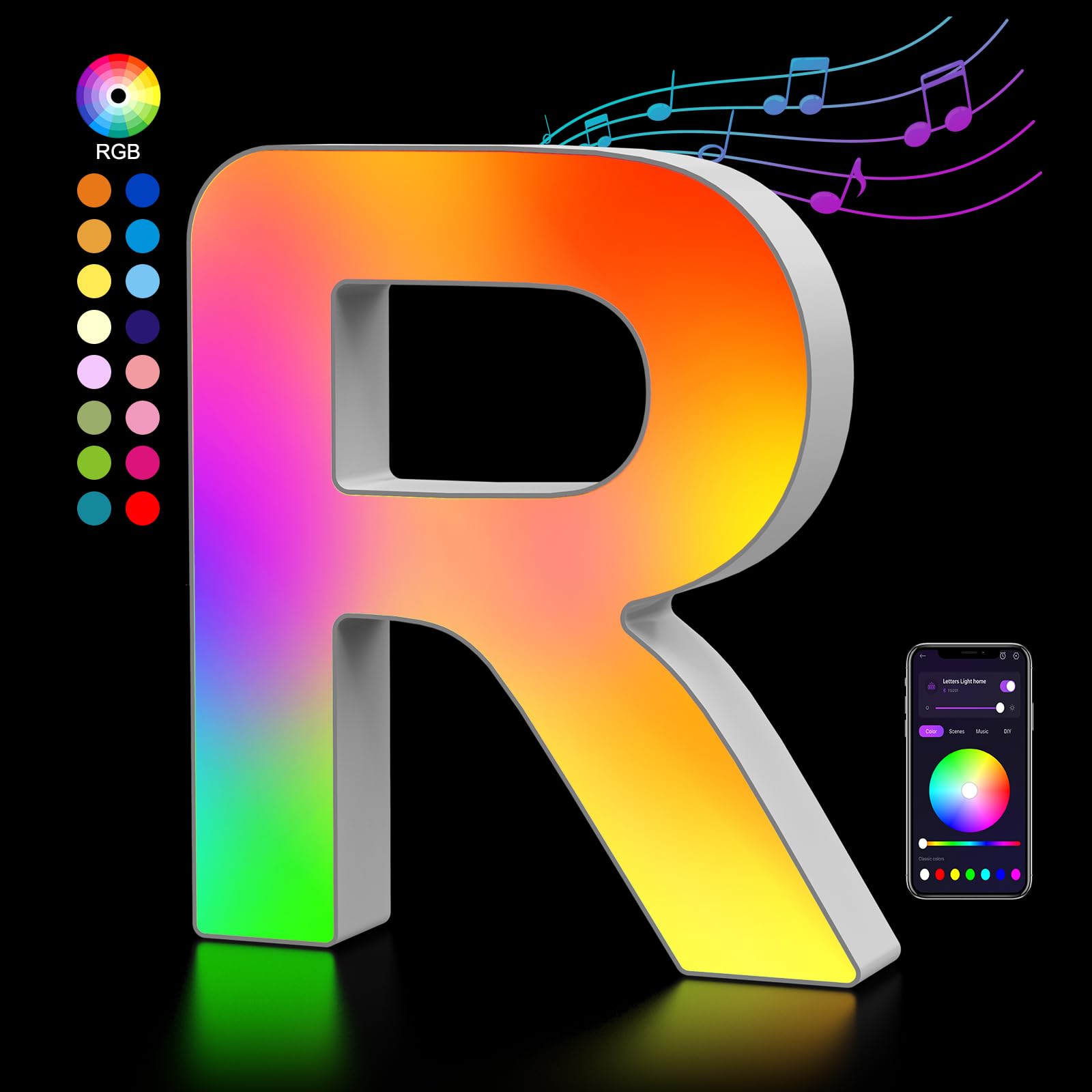 OJQ LED Light Up Letters - Color Changing Alphabet Wall Decor with Music Sync for Bedroom, Teen Girls Room - Perfect Christmas & Birthday Gifts for Girls - Home Party Decor, Wall Art, Night Light (Great for Dorm, Nursery, Wedding Decor)