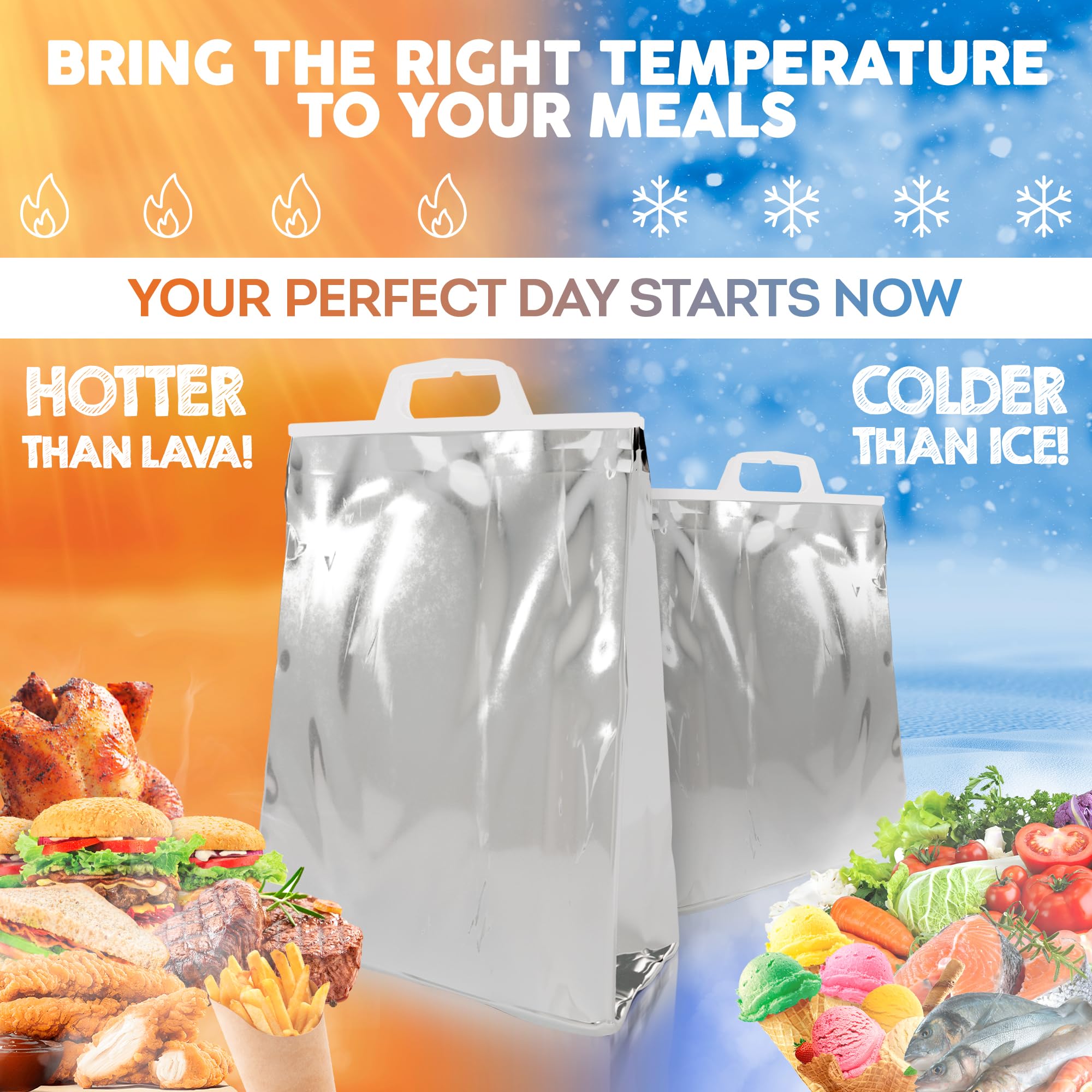 Insulated Shipping Bags for Food - 13 x 19 Inch Aluminum Thermal Bags (5 Pack) - Keep Hot & Cold Food Fresh - Perfect for Meal Delivery, Groceries & Catering