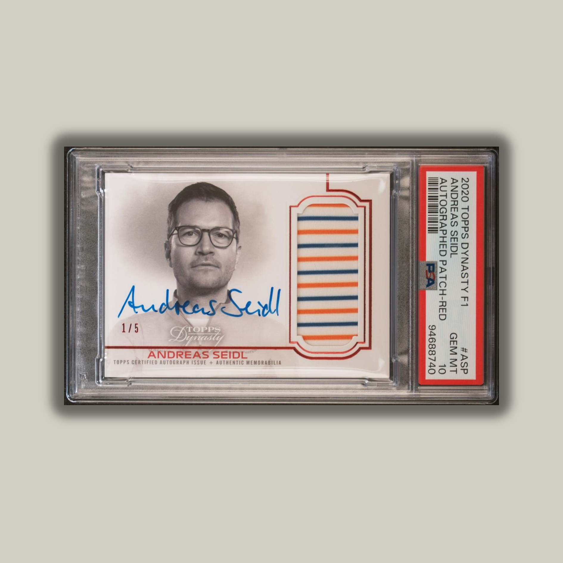 PSA 10 Andreas Seidl 1/5 DAP ASP 2020 Dynasty Autographed Patch - Rare Collectible for Sports Memorabilia Enthusiasts & Display in Fan Cave or Man Cave