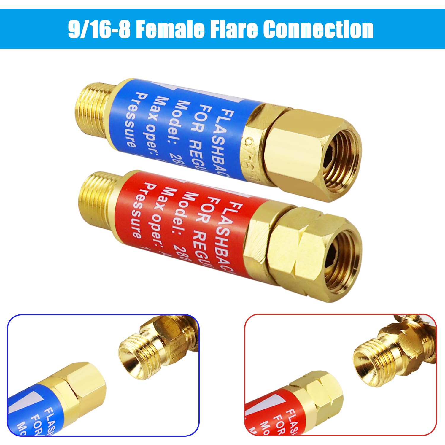 Oxygen Acetylene Flashback Arrestors Set with Regulator - 9/16-18 Threads B Size for Welding & Cutting Torch Safety | Industrial & DIY Metalworking Use