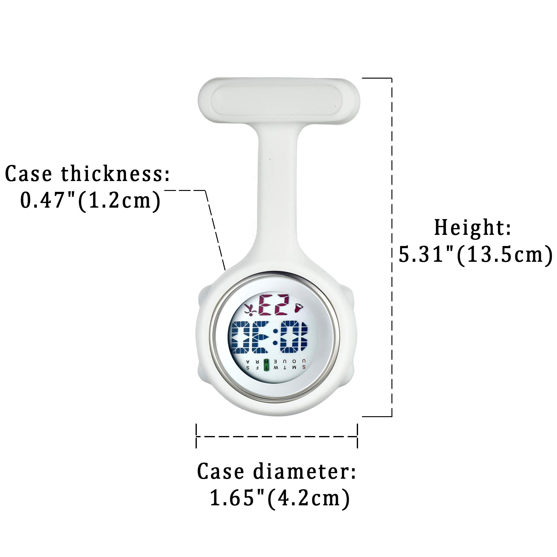 Avaner Digital Nurse Watch - Silicone Fob Watch, Pin-on Brooch Lapel Watch with Detachable Case - Perfect for Medical Professionals, Healthcare Workers & Nursing Students (White) - Ideal for Hospital Shifts, Clinical Rotations & Patient Care