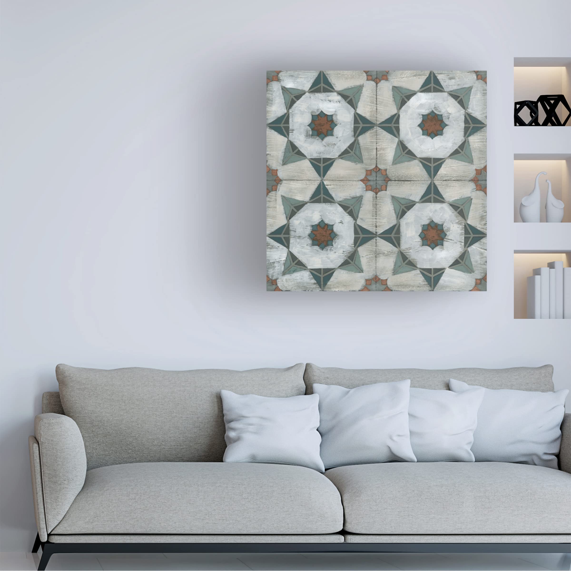 Trademark Fine Art 'Verdigris Tile II' Canvas Wall Art by June Erica Vess - 35x35 Inches, Modern Abstract Painting for Living Room, Bedroom & Office Decor