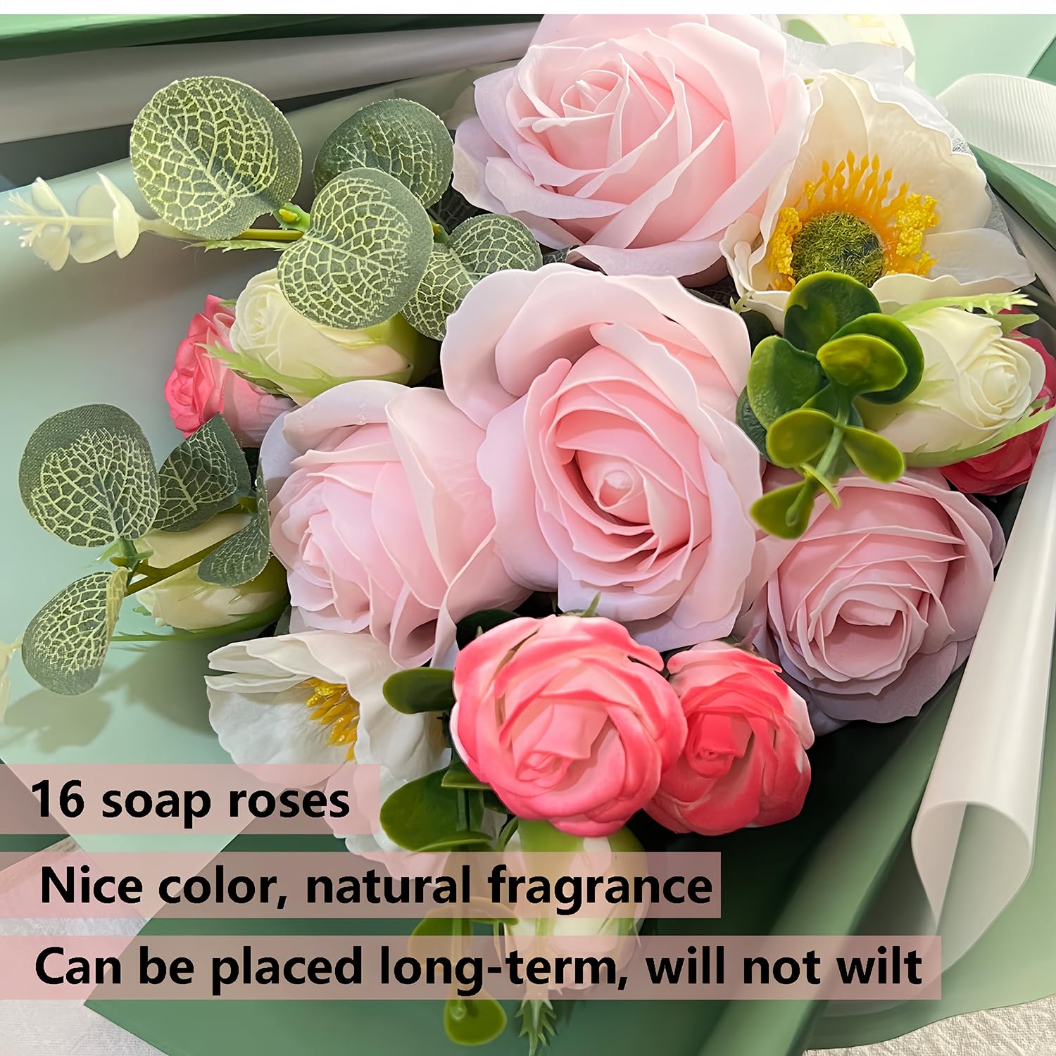 EIGHTOWN Preserved Rose Flower Bouquet - Long Lasting Fresh Roses for Women, Mothers, Wives - Perfect Birthday, Anniversary, Valentine's Day, Mother's Day & Thanksgiving Gift (Pink) - Home Decor, Wedding Centerpiece, Romantic Surprise