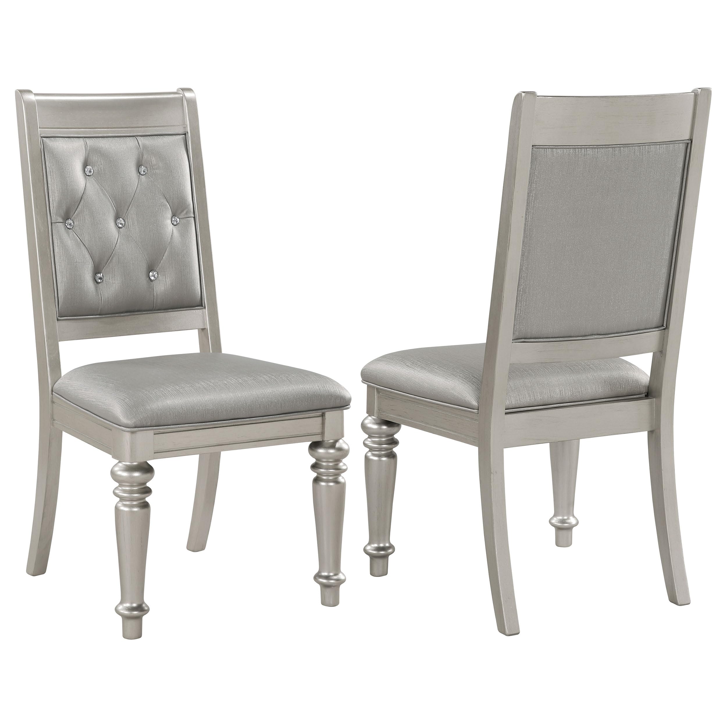 Danette Upholstered Side Chairs with Tufted Back - Set of 2 Metallic Platinum Dining Chairs by Coaster Furniture | Perfect for Dining Room, Kitchen, or Home Office