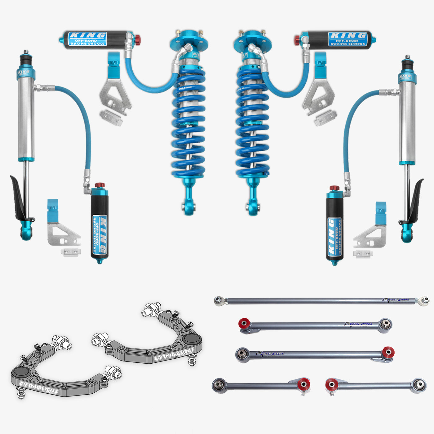 Toyota Tundra King 2.5 RR Coilovers & Rear Shocks with Upper Arms & Trailing Arm Combo Kit for 2022-2025 Models - Off-Road Suspension Upgrade for Enhanced Performance & Durability