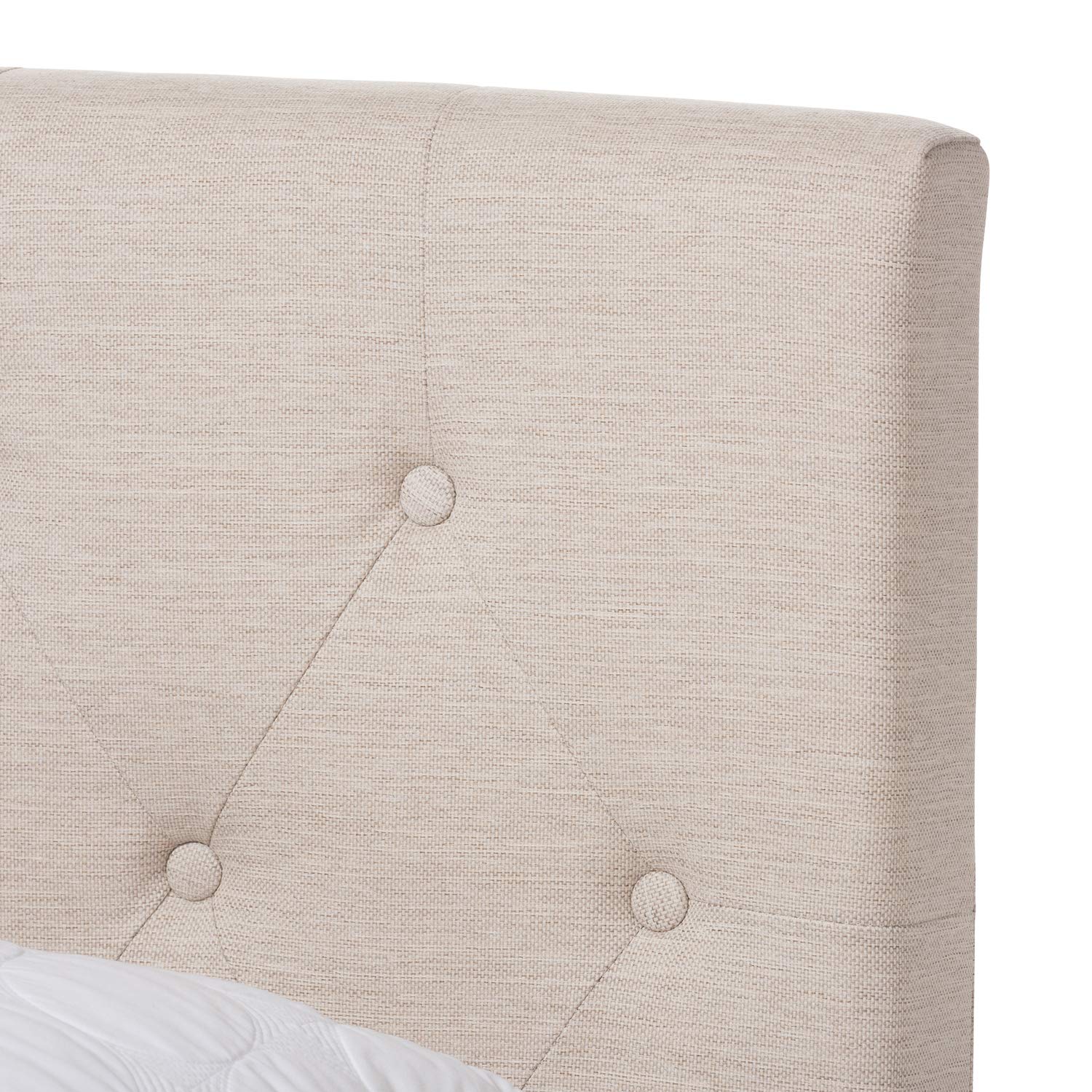 Baxton Studio Cassandra Modern Full Size Bed - Light Beige Fabric Upholstered Platform Bed Frame with Wooden Slats Support | Perfect for Contemporary Bedrooms, Guest Rooms & Small Spaces