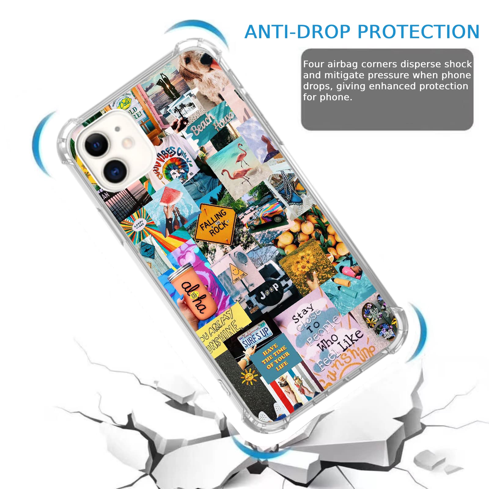 Summer Vibe Aesthetic Beach Phone Case for iPhone 11 - Sunshine Flower TPU Bumper Cover with Collage Design | Perfect for Vacations, Beach Trips & Summer Outings