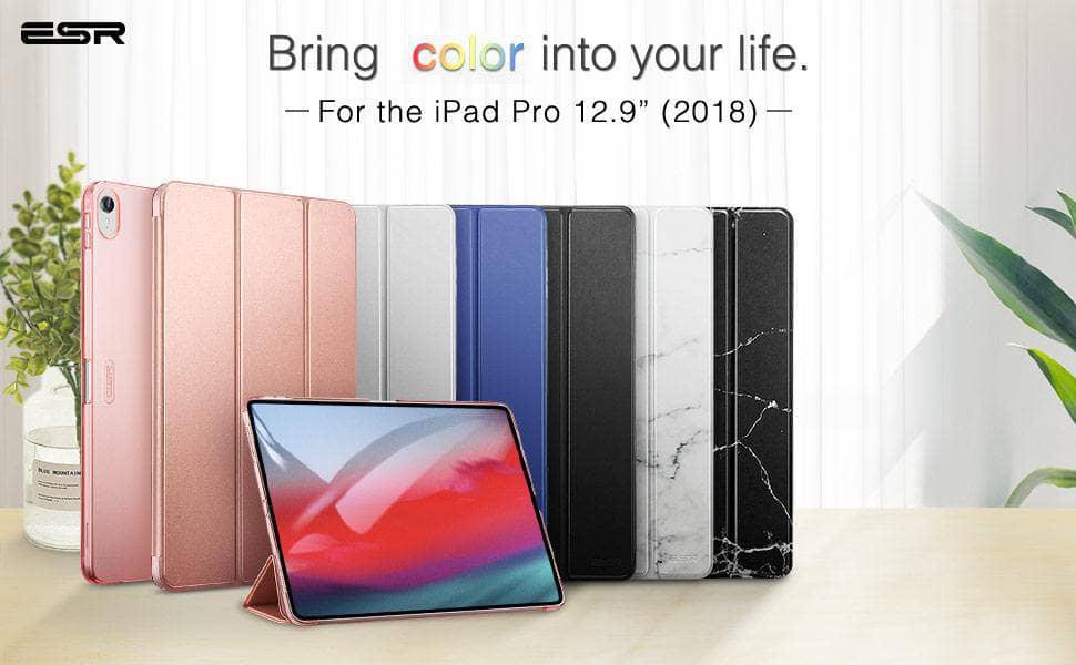 Magnetic Flip iPad Pro 12.9 Case (2018 Model) - Ultra Slim Transparent Back Tri-Fold Smart Cover for Protection & Stand - Perfect for Work, Travel & Home Use