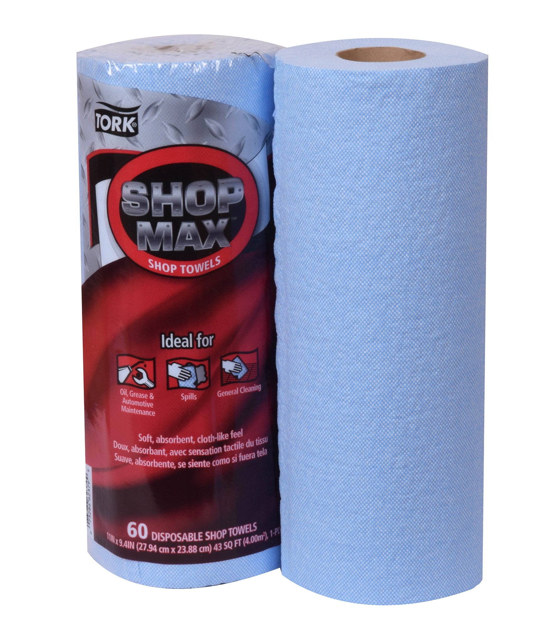 Tork ShopMax Heavy Duty Blue Paper Shop Towels - 30 Rolls x 60 Sheets (450360) | High Absorbency Industrial Towels for Auto Shops, Garages & Workshops | Commercial Grade Cleaning Supplies