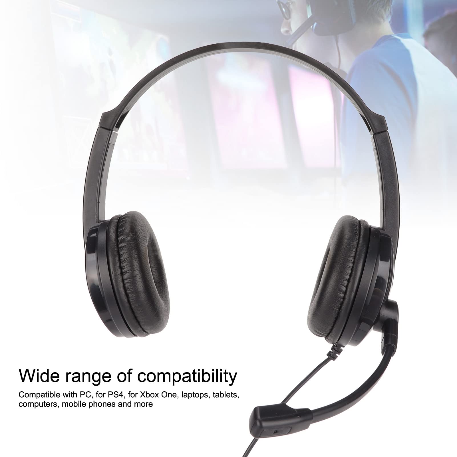 Premium Wired Gaming Headset with Noise-Canceling Microphone - 3.5mm Stereo Surround Sound Headphones for PS4, Xbox One, PC & Laptop - Adjustable Volume & Comfortable Ear Cushions for Long Gaming Sessions, Online Classes & Work Calls