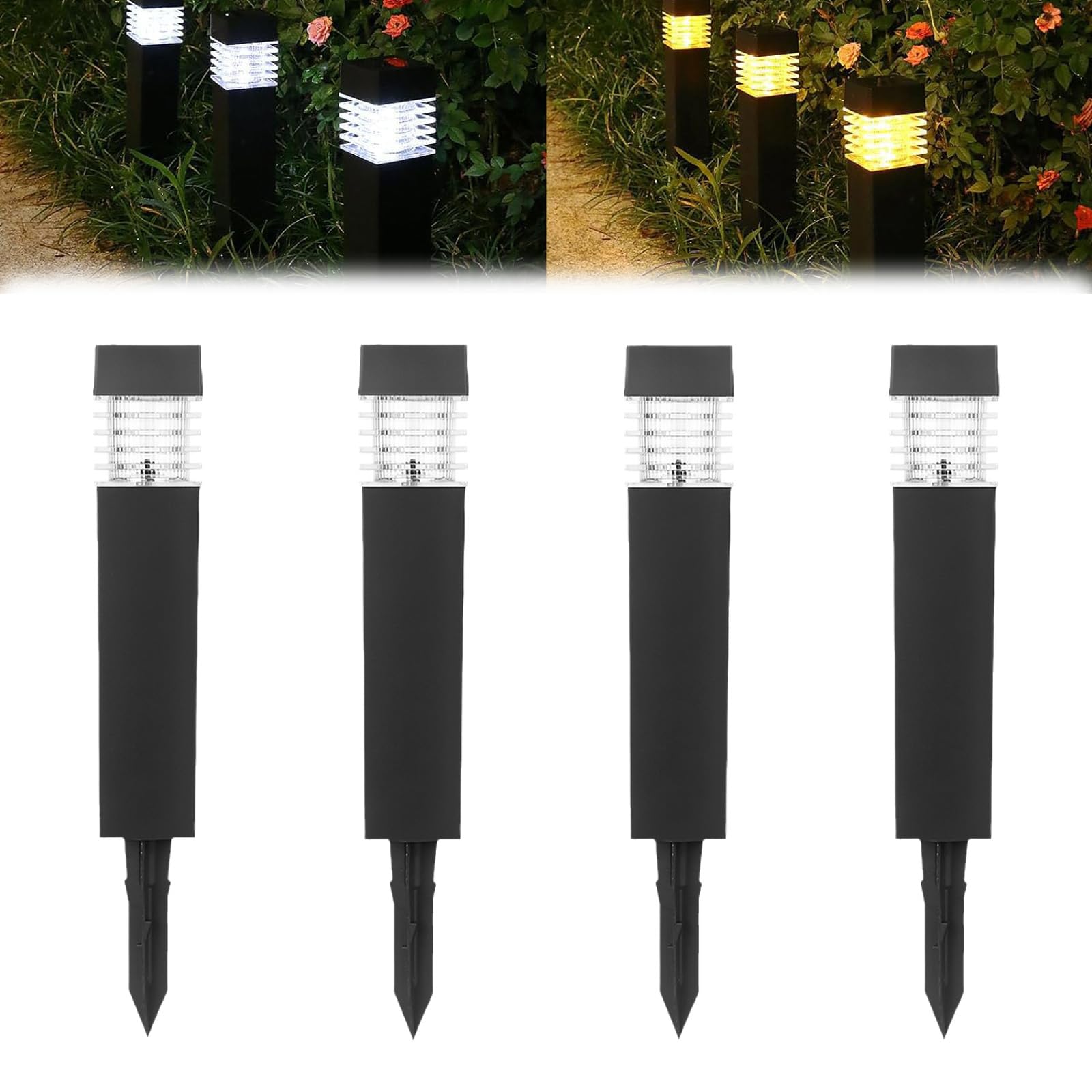 Sanctiond Mini Wireless Solar Powered Electromagnetic Resonance De-Icing Lights - Waterproof Outdoor Solar Garden Lights for Courtyard, Landscape, Pathway - Portable Kinetic Molecular Heater for Winter Use (4 Pack, White) - Perfect for Driveways, Patios & Snowy Walkways
