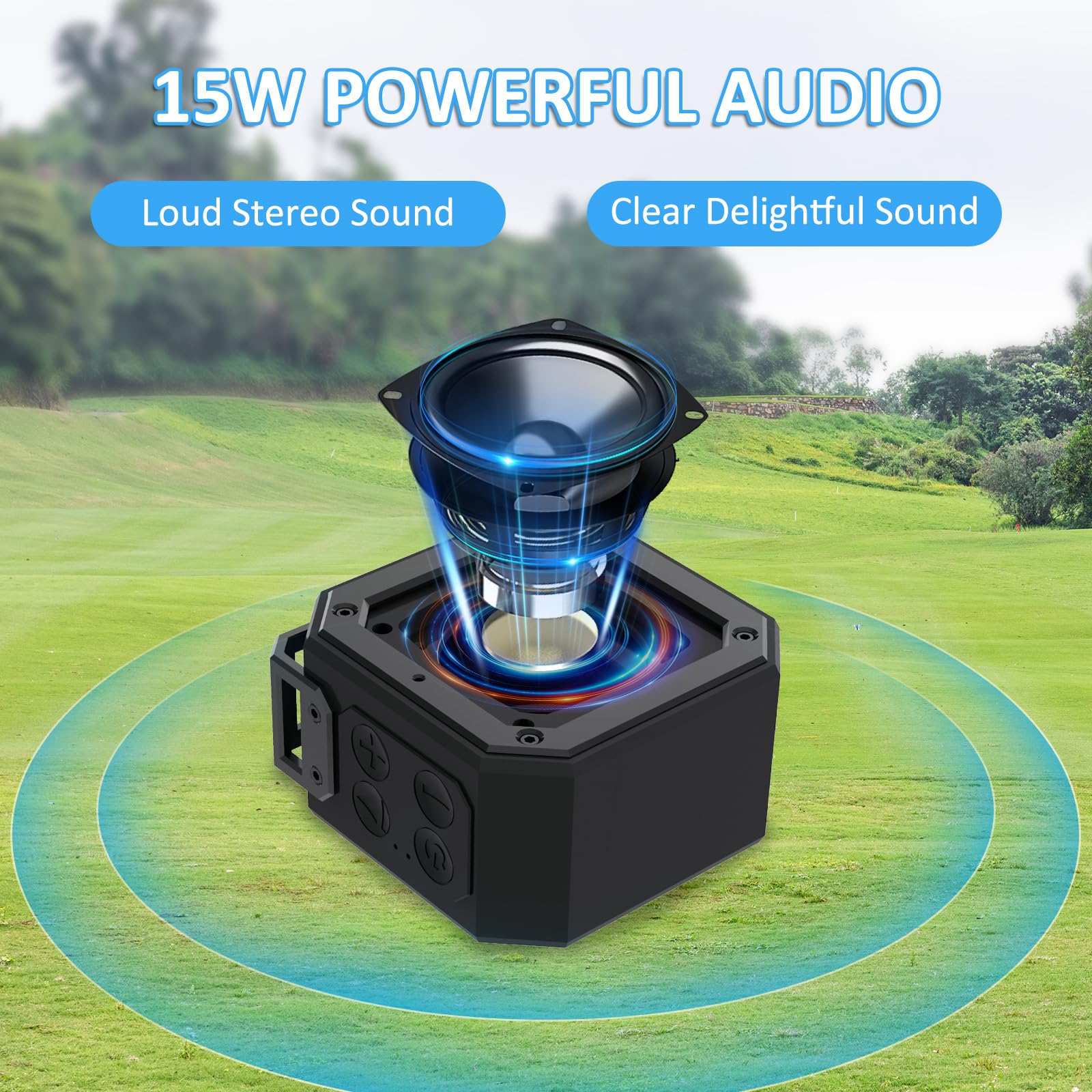 Portable Magnetic Bluetooth Speaker for Golf Carts - 20H Playtime, IPX7 Waterproof, Loud Stereo Sound with Bass Boost, TWS & SD Card Support - Perfect Golf Accessories & Gifts (Includes Storage Case) - Ideal for Outdoor Sports, Beach Parties & Golf Course Entertainment