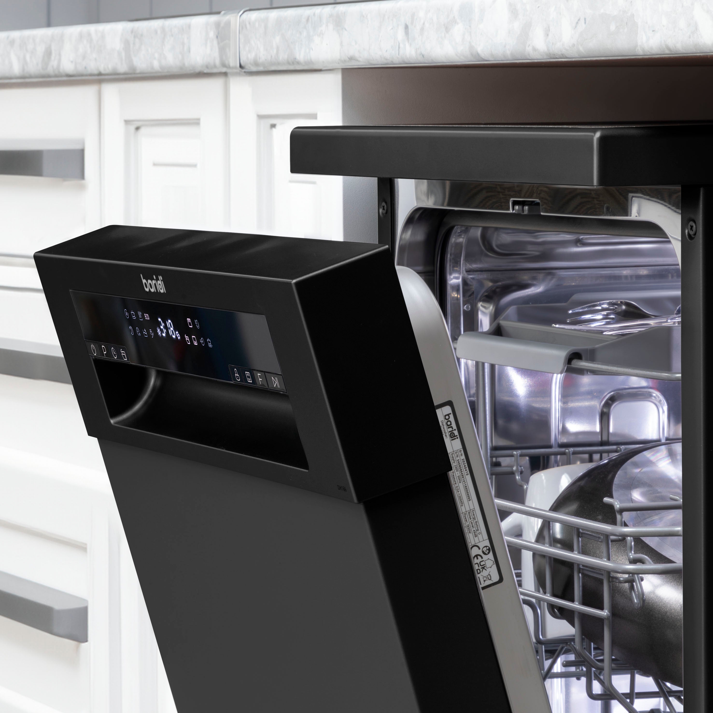 Baridi 45cm Slimline Freestanding Dishwasher - 10 Place Settings, 8 Wash Programs, Energy Efficient (DH267) - Perfect for Small Kitchens, Apartments & RVs