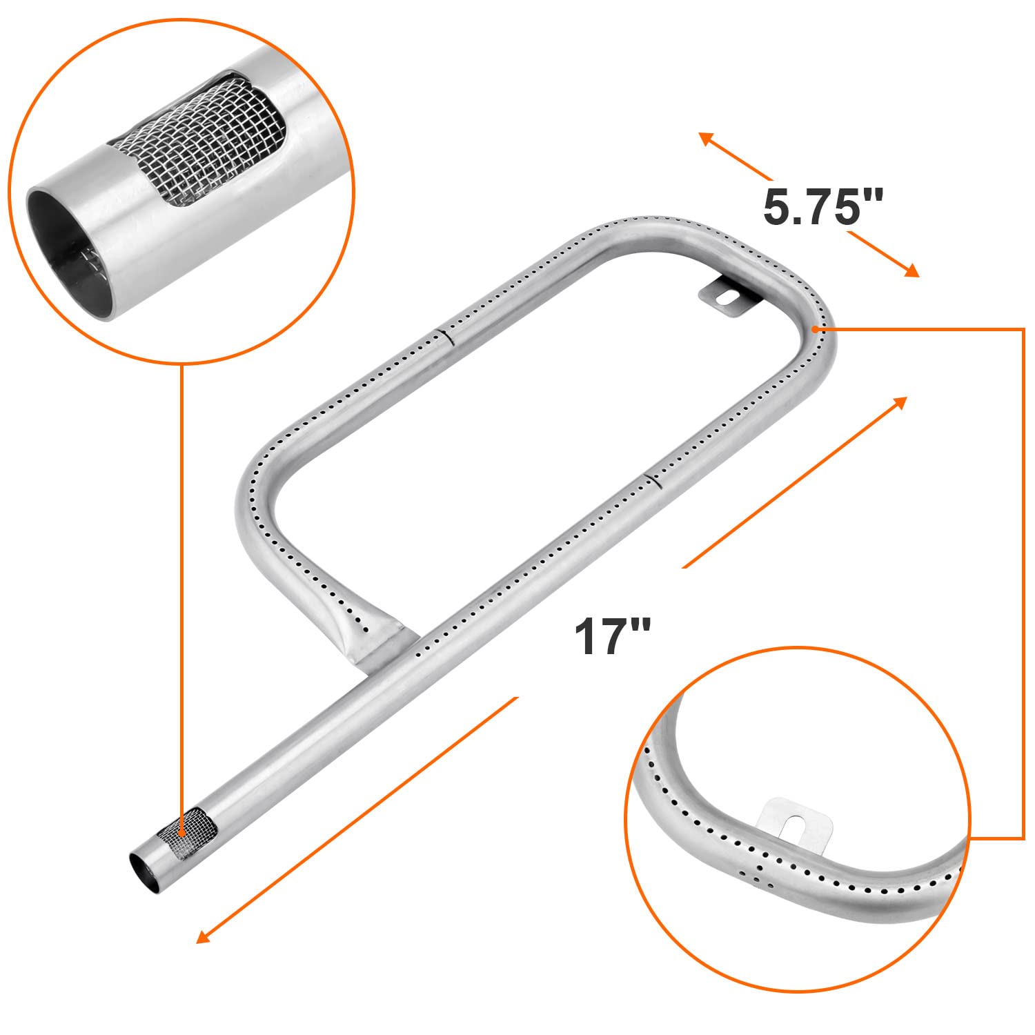 DELSbbq 7582 Cast Iron Grill Grate & 60040 Grill Burner Replacement for Weber Q100 Q120 Q1000 Q1200 Baby Q Series - Compatible with Models 386001 386002 516002 516001 50060001 5106000 - Perfect for Outdoor BBQ, Camping, and Backyard Grilling