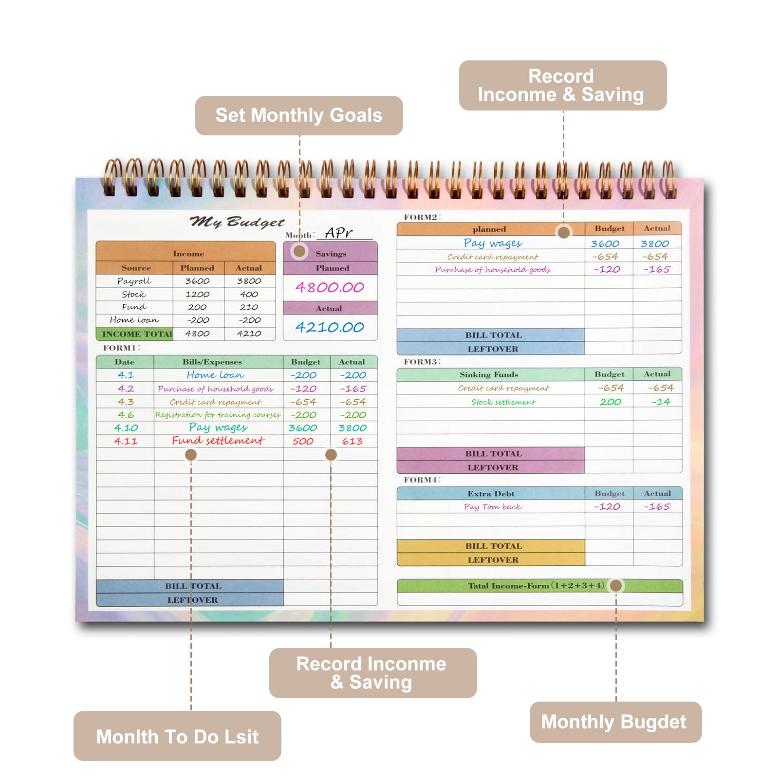 2024-2025 Undated Budget Planner with 50 Sheets & Stickers – B5 Size (9.7x7.2in) Debt Repayment, Bill Organizer & Finance Planner for Money Management – Perfect for Home Office, College Students, and Personal Finance Tracking