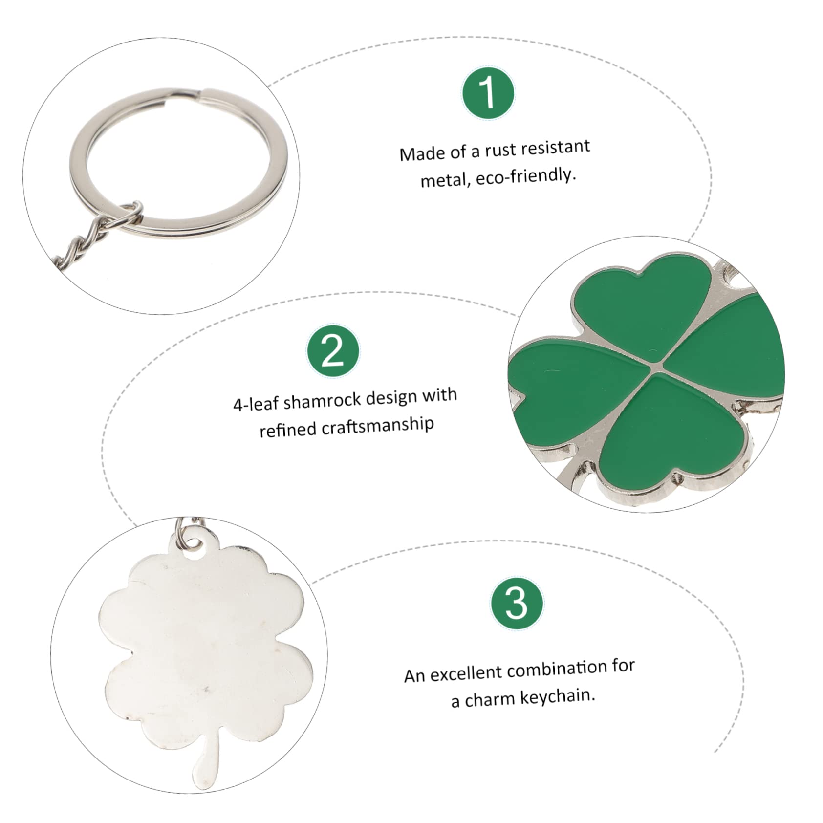 Lucky Four Leaf Clover Keychain - Metal Shamrock Keyring with Green Leaf Pendant Charm for St. Patrick's Day Gifts, Irish Decor & Good Luck Accessories | Perfect for Keychains, Backpacks, Gifts & Party Favors