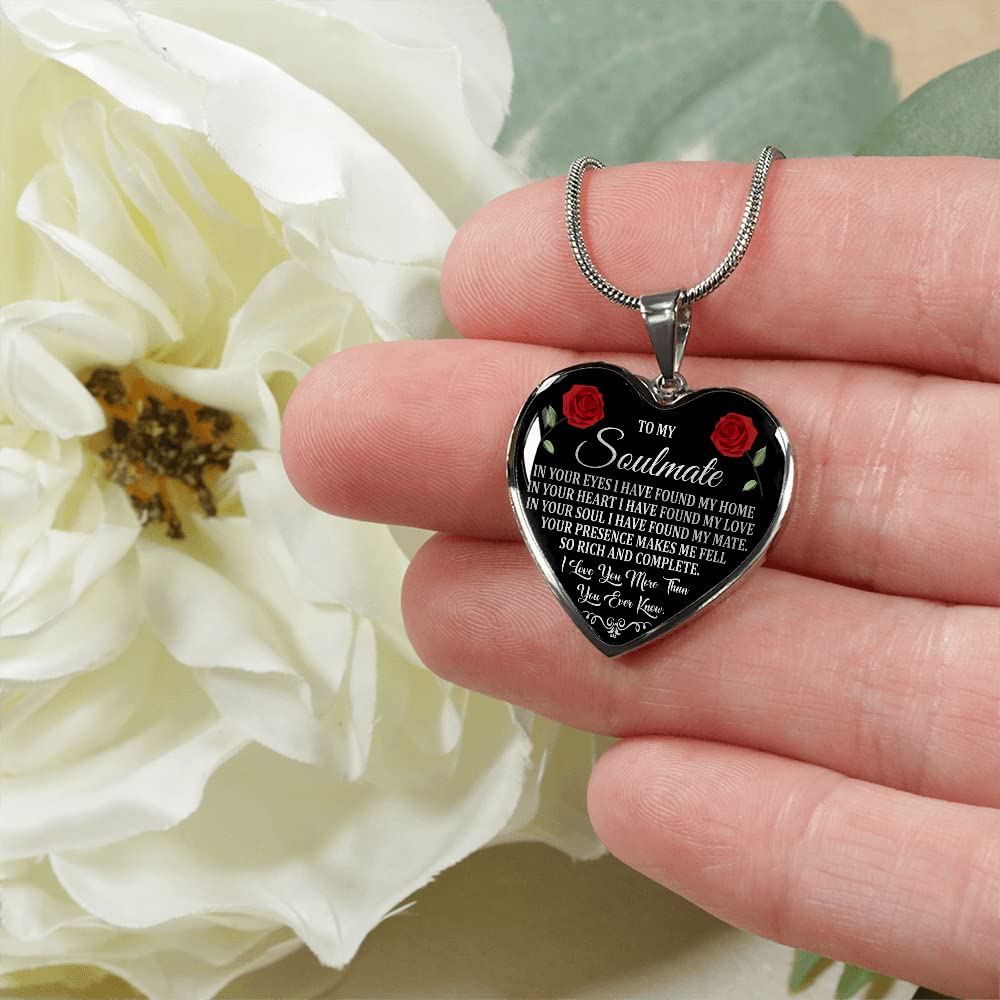 Romantic Heart Necklace for Wife from Husband - Stainless Steel Cubic Zirconia Jewelry with Gift Box & Message Card | Anniversary, Birthday, Valentine's Day Gift for Her | Perfect for Date Nights, Proposals & Special Occasions