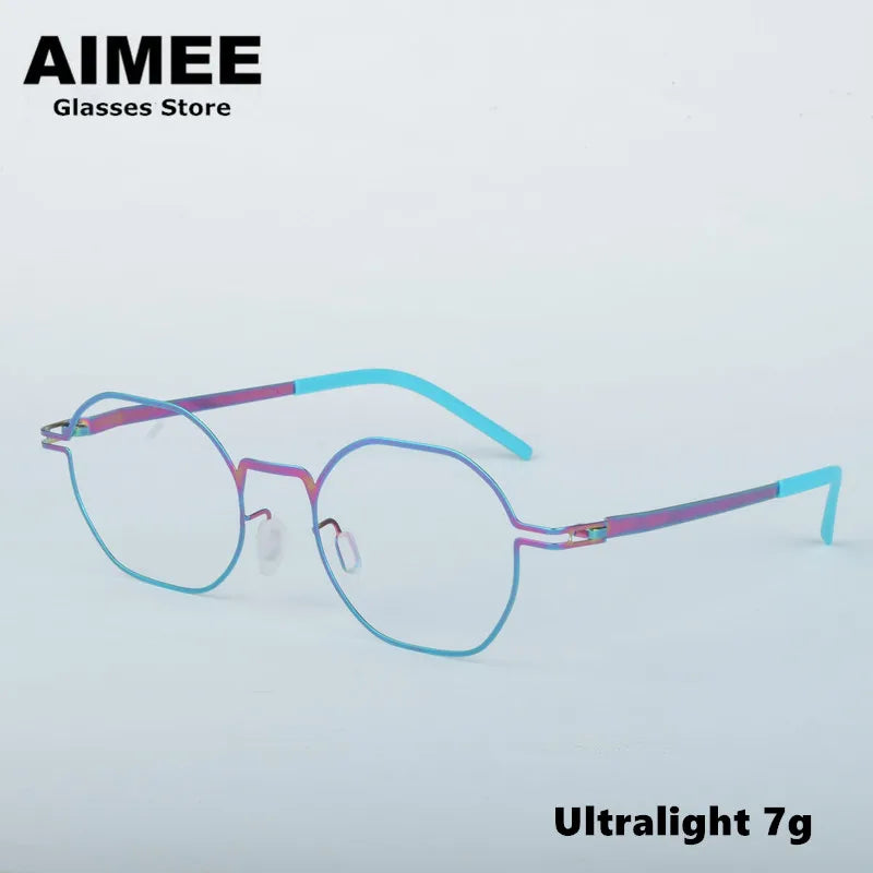 Aimee Women's Full Rim Polygon Oval Screwless Steel Eyeglasses Frame 13546 - Trendy Geometric Glasses for Work, Reading & Fashion Accessories