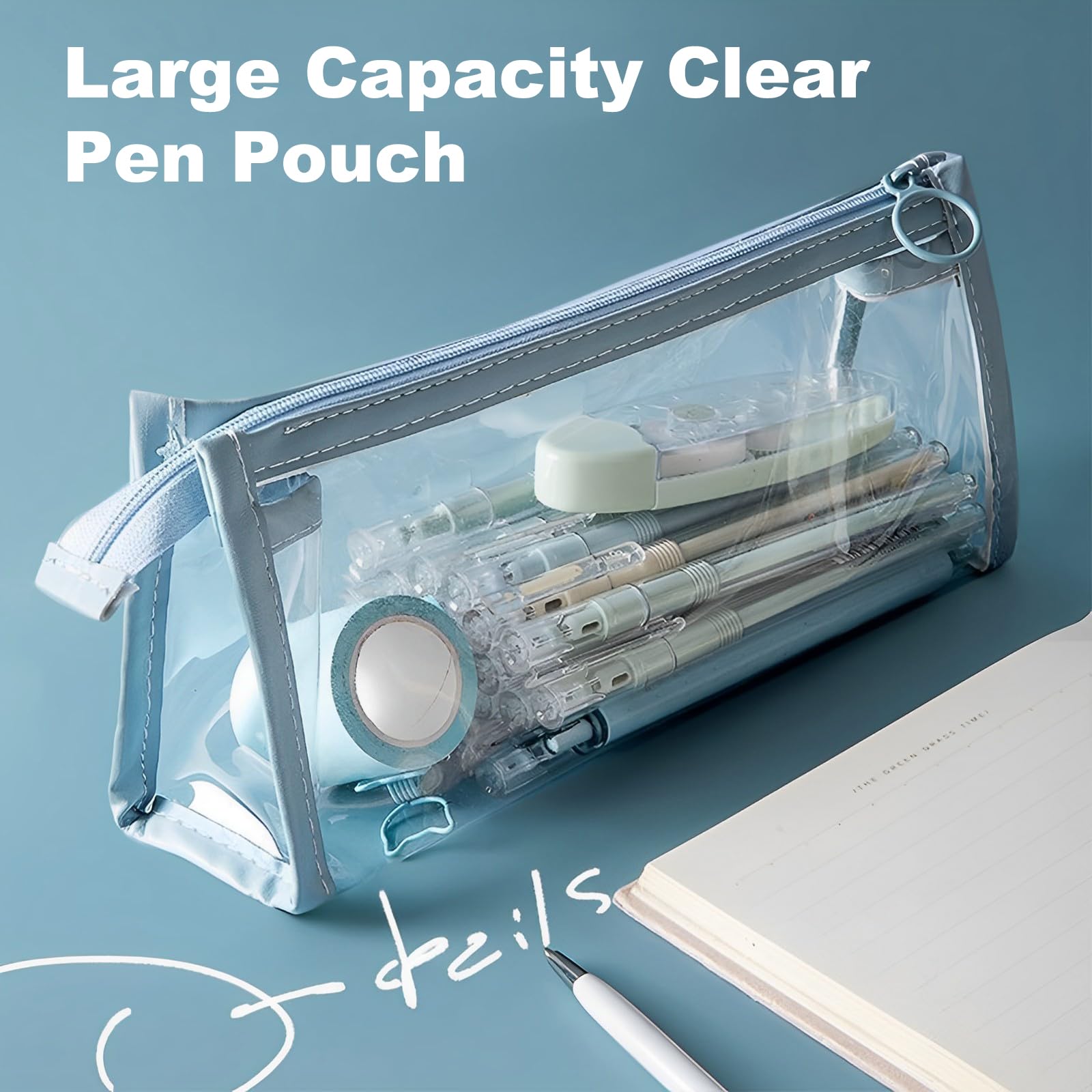 6-Pack Clear Zipper Pencil Cases - Waterproof Pen & Marker Pouch, Multifunctional Travel Cosmetic Makeup Bag for School, Office & Exams | Perfect Stationery Organizer for Students, Teens & Adults (Ideal for Backpack, Desk & Travel Organization)