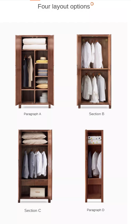 Solid Oak Wood Wardrobe in Walnut Finish - Stylish and Durable Closet Storage for Bedroom, Living Room, or Walk-in Closet
