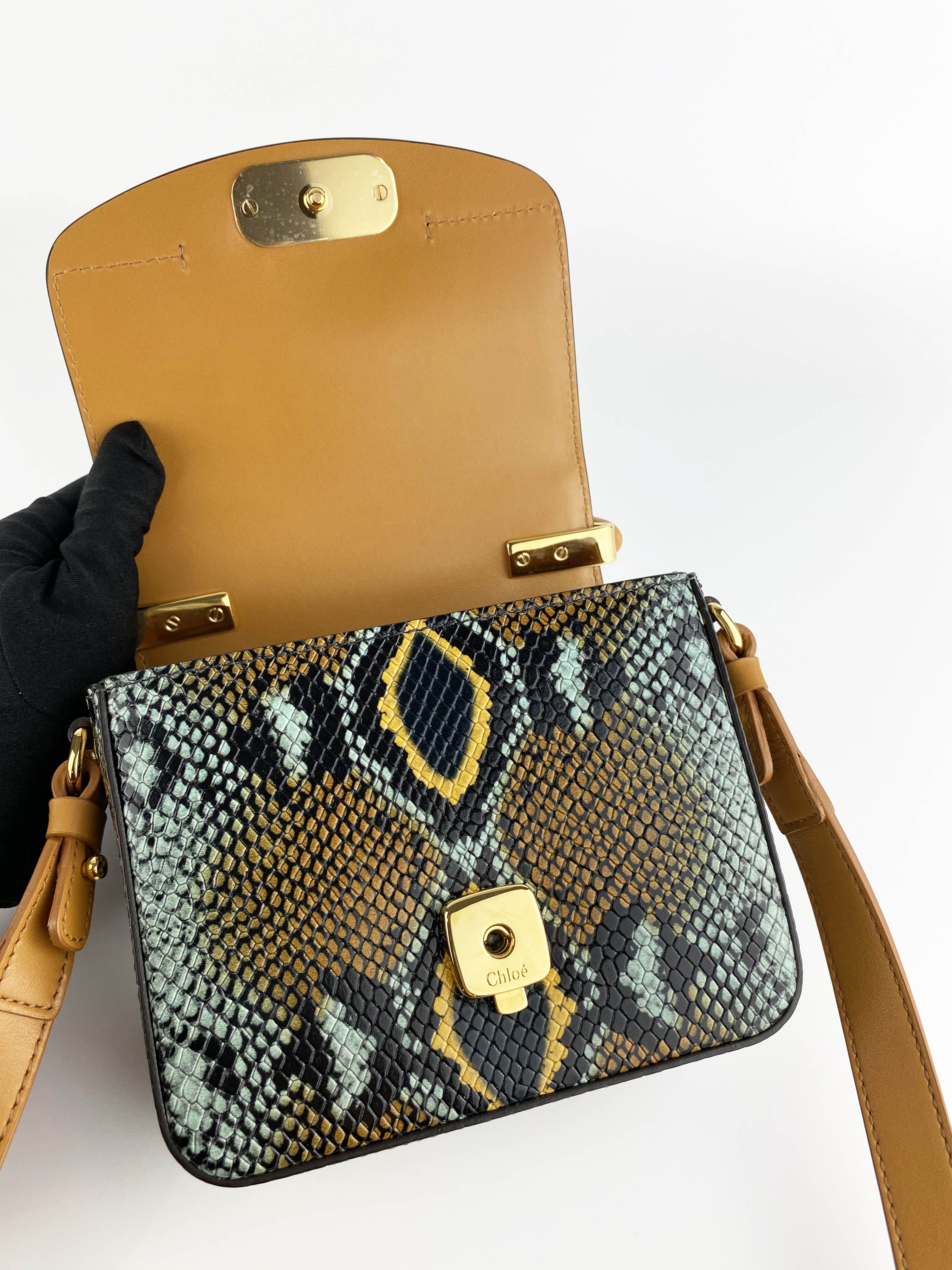 Chloe C Mini Python Leather Crossbody Bag for Women - Luxury Designer Handbag for Evening Parties, Date Nights & Special Occasions