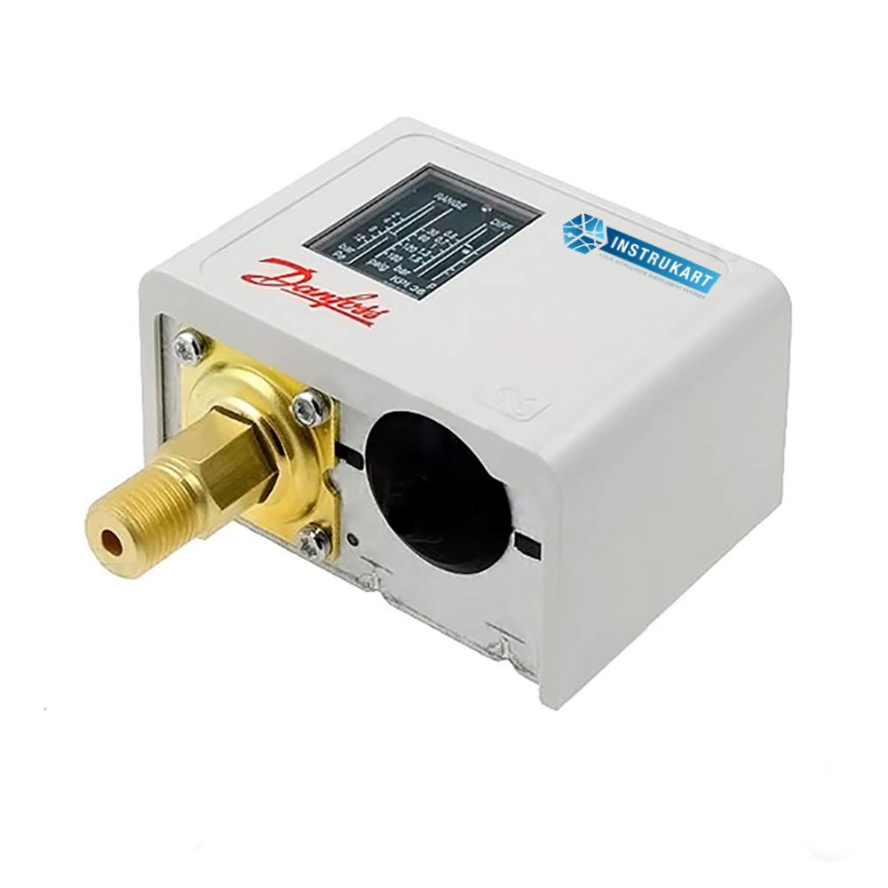 Danfoss KPI-35 Boiler Pressure Switch with Stainless Steel Reducer (-0.2 to 8 bar) - for Liquids, Gases & Steam Systems | Industrial Use in Compressors, Automotive & Power Plants | Reliable Pressure Control Solution