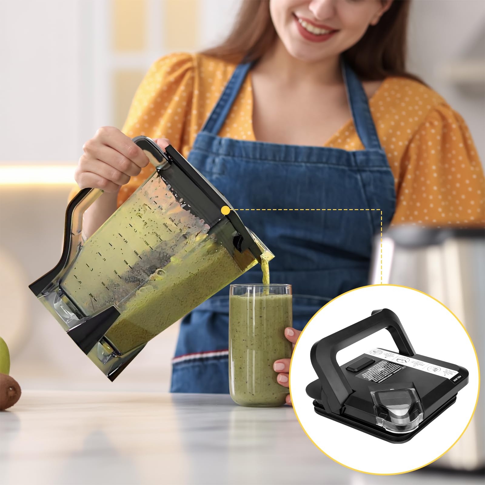 Replacement Blender Lid for Ninja BL660 BL770 Series - 72oz Pitcher Top Cover with Rim Extension - Compatible with New Model Blenders - Perfect for Smoothies, Juices & Food Prep