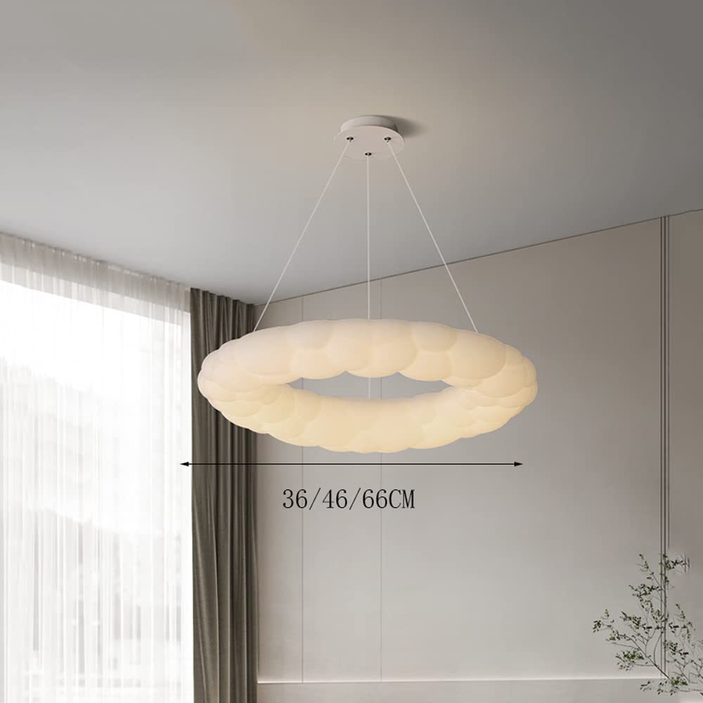 Modern LED Hanging Chandelier Light Fixture - White Cloud Design for Living Room, Dining Room, Bedroom & Kids Room | Creative Round Pendant Lighting for Home Decor | Perfect for Nursery, Dining Area and Ceiling Decoration