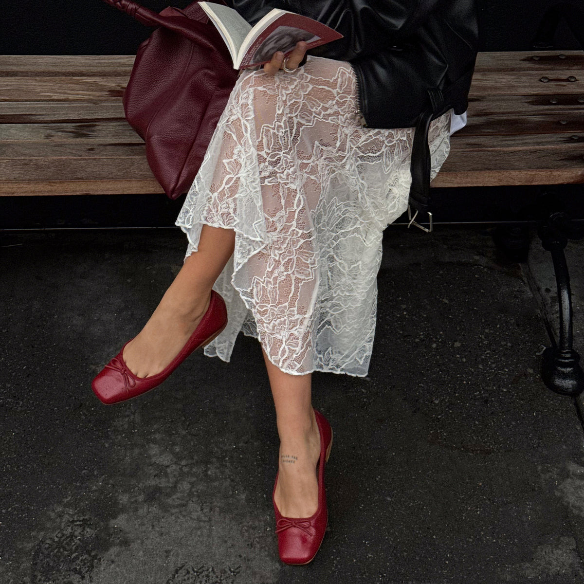 ANISA Women's Red Crinkle Patent Leather Ballet Flats - Comfortable & Stylish Shoes for Work, Casual Wear & Dance