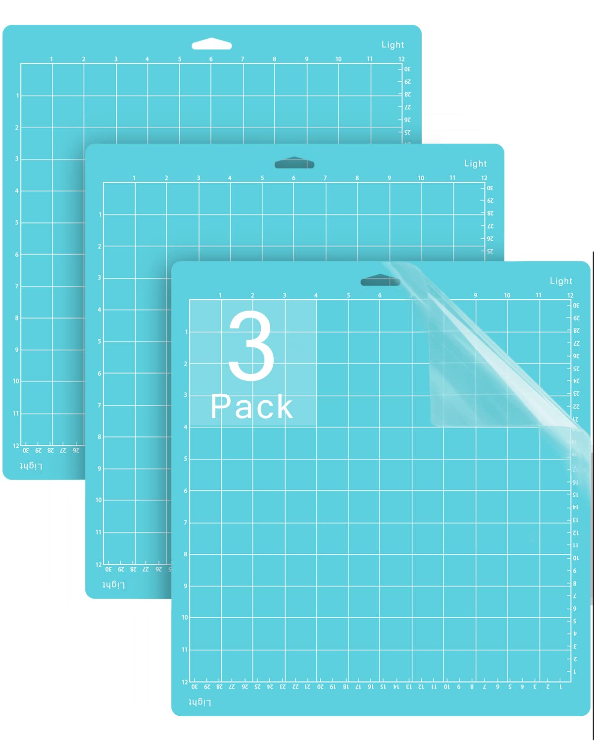 Self-Healing Cutting Mat for Cricut Explore Air 2/Maker/Maker 3 - 12x12 Inch Adhesive Sticky Light Cutting Mats (3-Pack, Blue) - Perfect for Vinyl Cutting, Paper Crafting, and DIY Projects