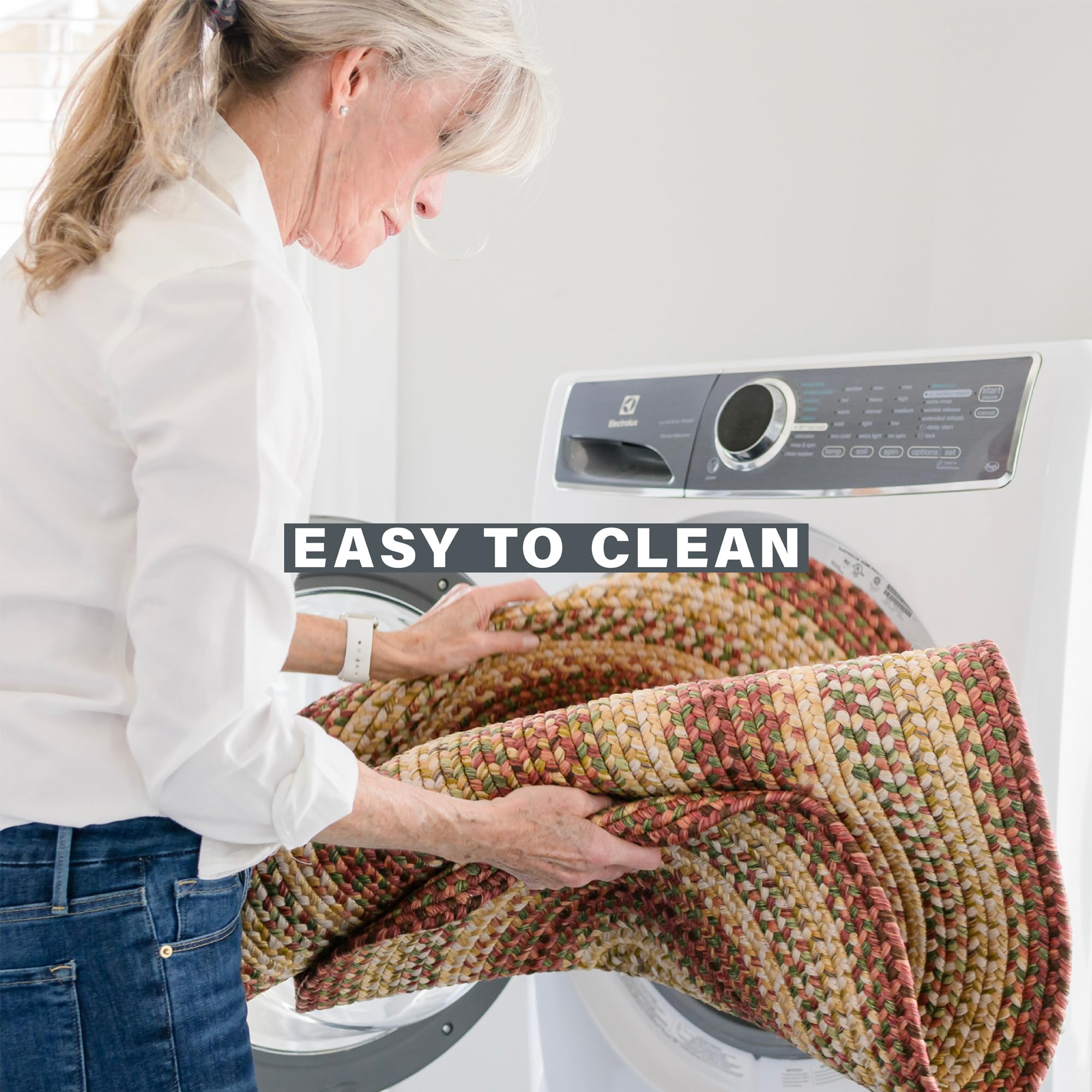 Braided Rustic Rugs for Outdoor & Indoor Use - Homespice Barcelona Reversible Machine Washable Rug, 27x45 Inch - Stain Resistant Waterproof Entryway Mat, Kitchen Sink Rug - Perfect for Patio, Deck, Front Door & Farmhouse Decor