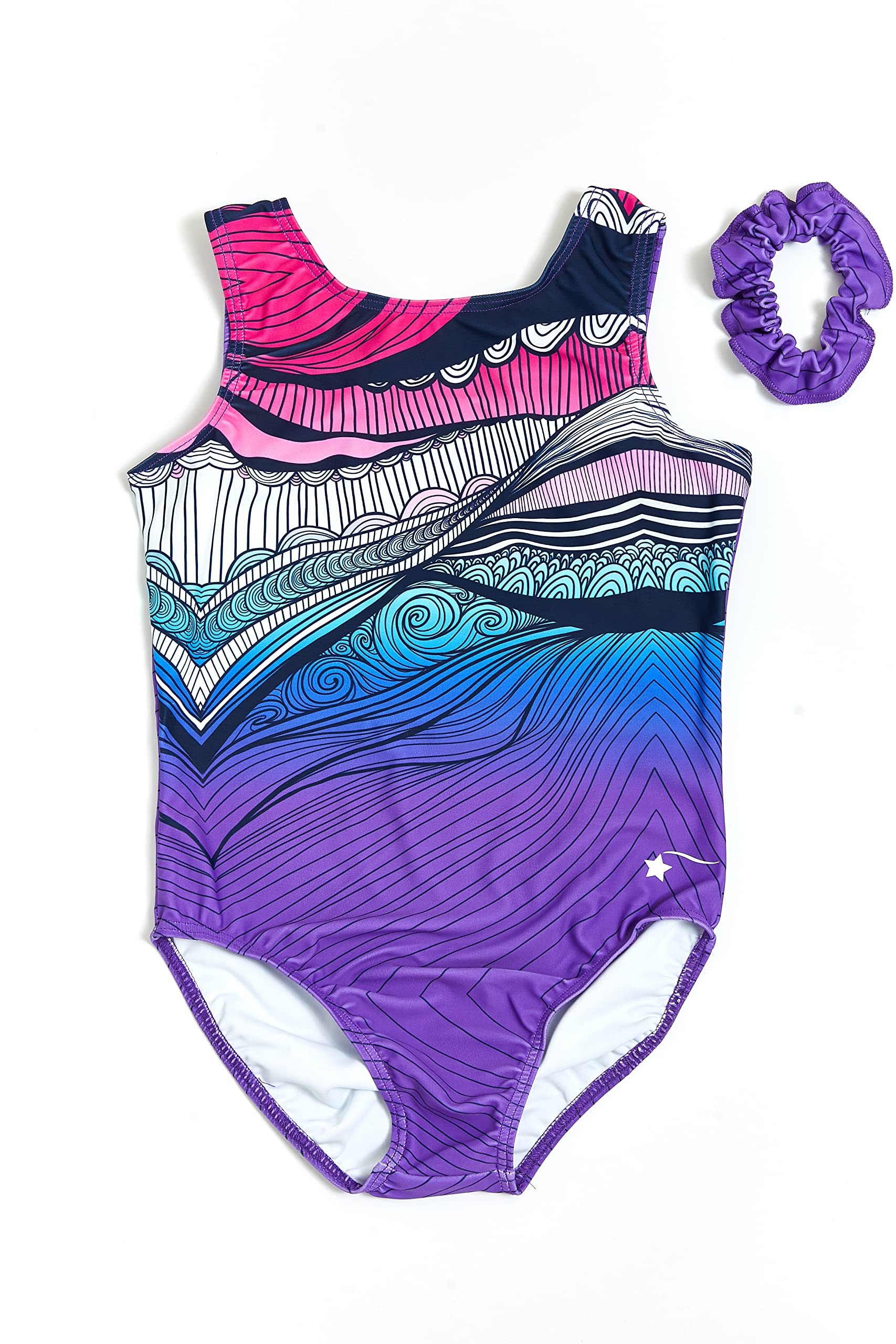 Destira Girls Gymnastics Leotards - Super Soft Dance Leotard with Matching Hair Scrunchie for Gymnastics, Cheerleading, Yoga & Ballet Practice - Perfect for Competitions, Recitals & Training