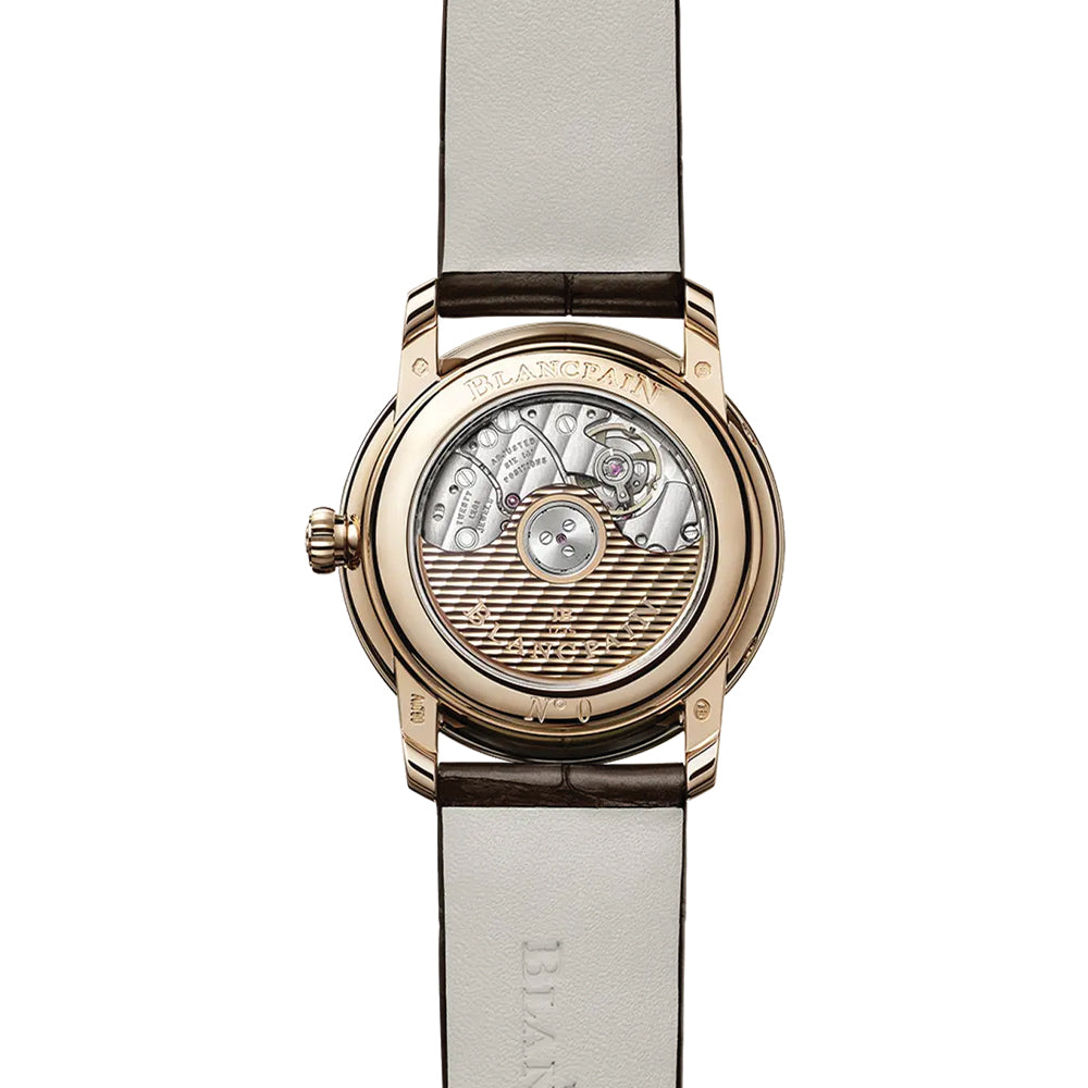 Villeret Calendar Moonphase Red Gold 33.2mm Watch - White Dial Leather Strap for Men - Perfect for Formal Events & Luxury Gifts