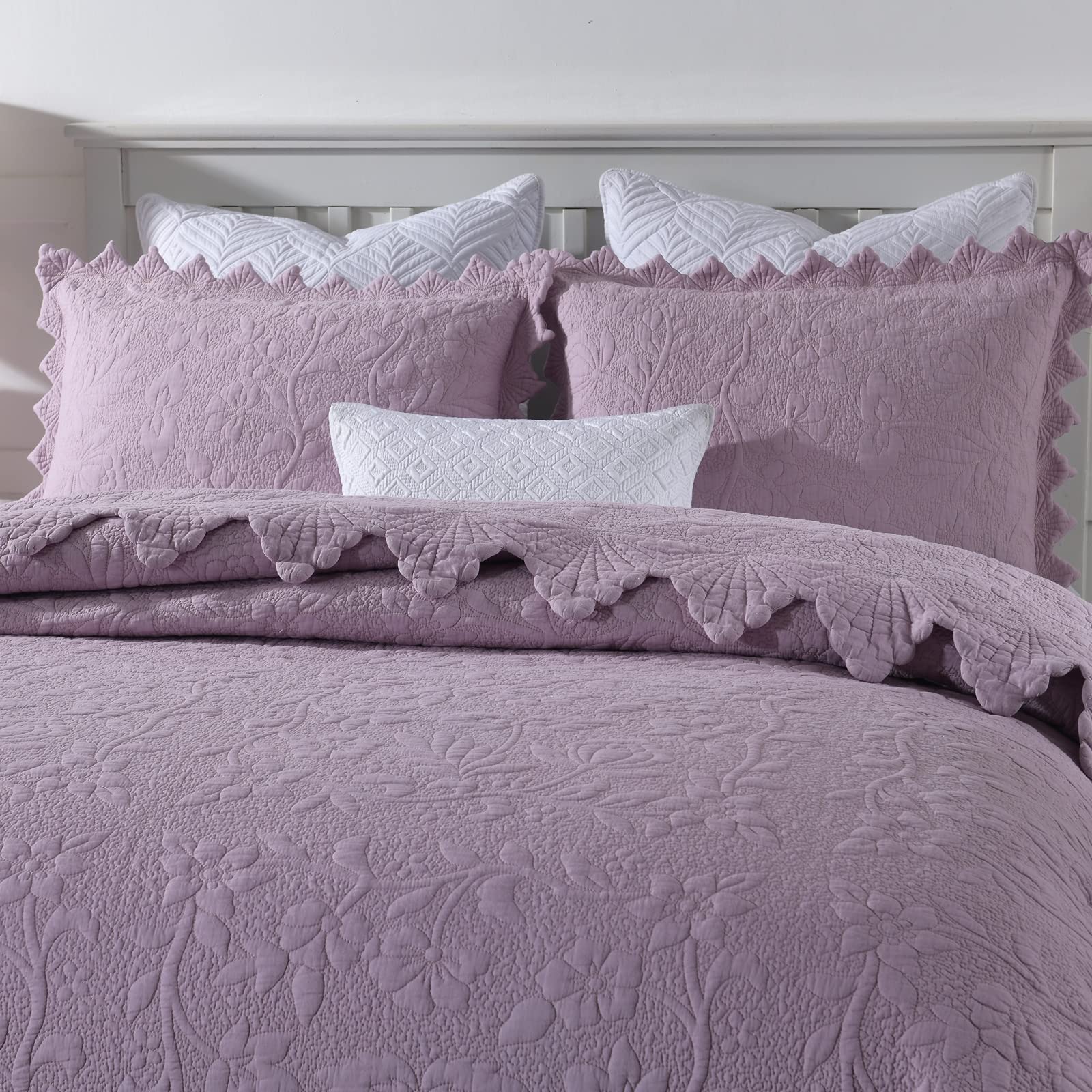Luxury 3-Piece Bedspread Quilt Set Full/Queen/King Size - 100% Cotton Reversible Coverlet, Soft & Lightweight All-Season Bedding - Pink, 250x270cm - Perfect for Master Bedroom, Guest Room & Cozy Home Decor