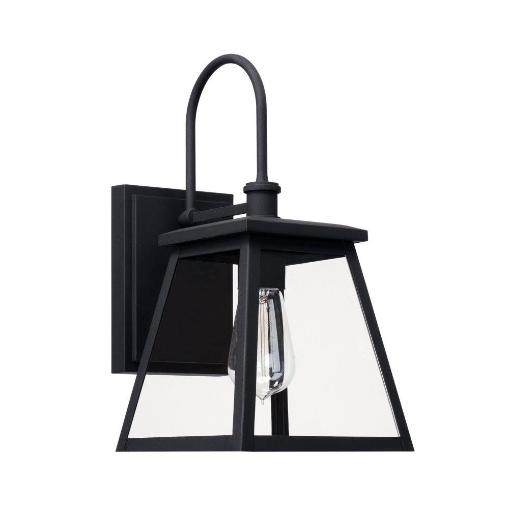Vintage Style Outdoor Wall Lantern - Weatherproof LED Exterior Light Fixture for Porch, Patio & Garden Decor | Black Metal Sconce with Clear Glass Shade