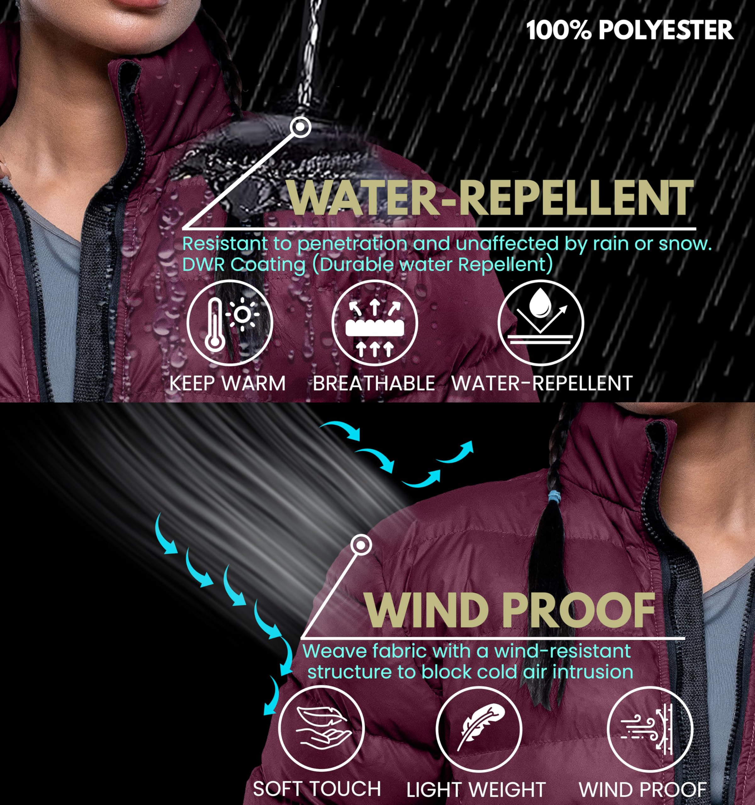 32 Degrees Women's Lightweight Packable Puffer Jacket with Hood - Quilted Winter Coat, Foldable Warm Puffer Coat for Outdoor Activities, Travel & Daily Commute