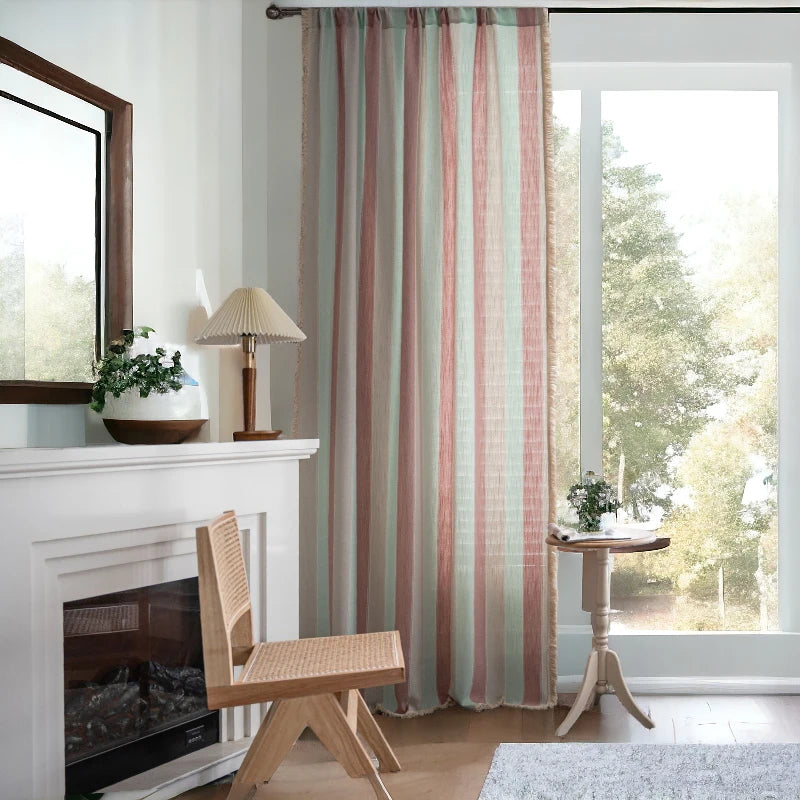 Tatiana Color Blocking Light Filtering Custom Curtains - Blackout Window Drapes for Living Room & Bedroom - Premium Home Decor for Light Control & Privacy