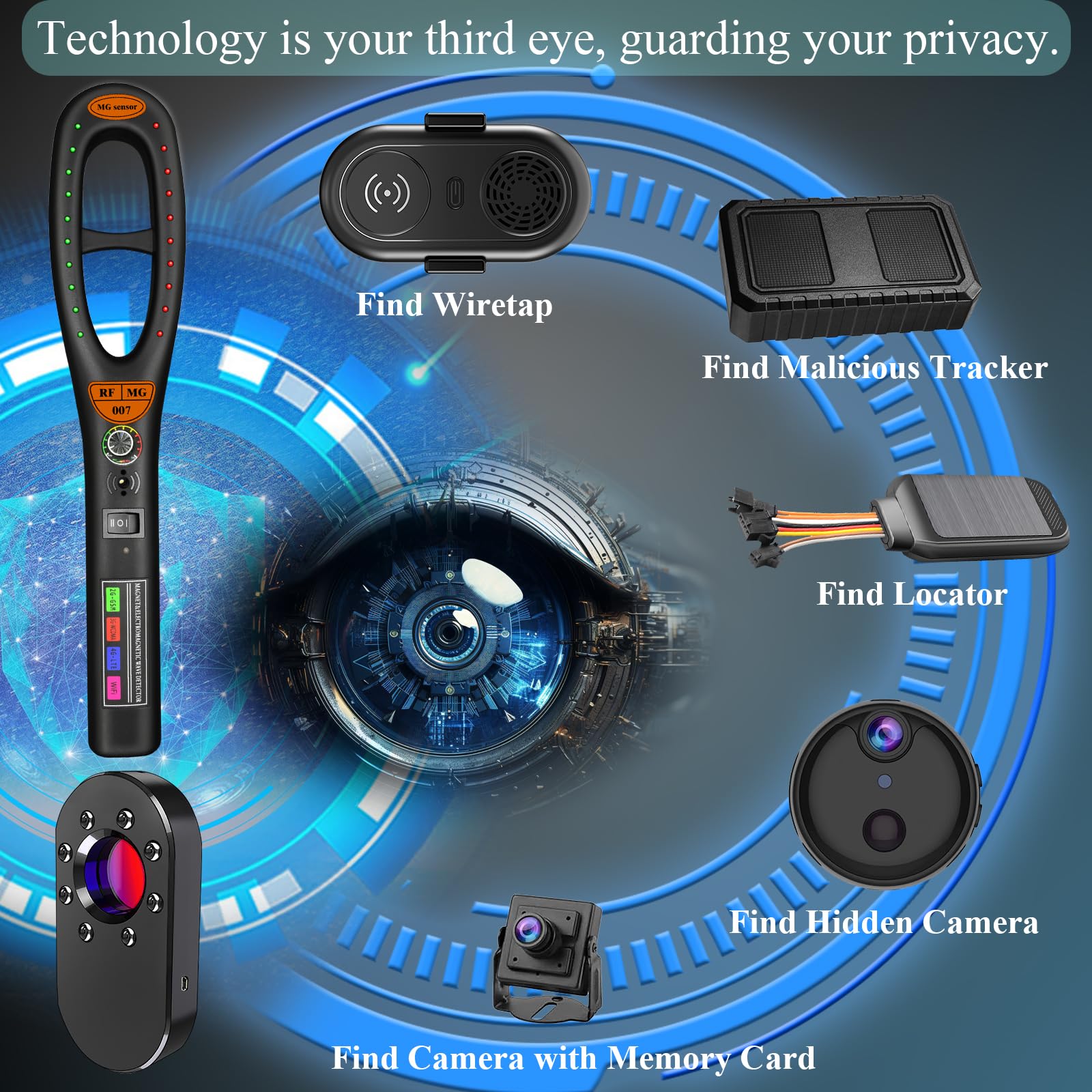 KAXYUYA Hidden Camera Detector - Professional RF Signal & Magnetic Field Detector for Spy Cameras - Anti-Surveillance Device for Home, Office, Car, Hotel, and Travel Security - Protect Your Privacy in Changing Rooms, Airbnb, Business Meetings