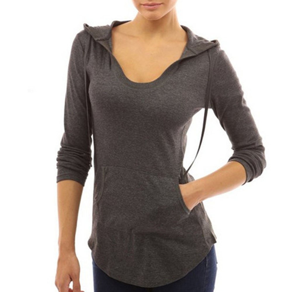 Women's Slim Fit Hooded Sweatshirt with Pocket - Long Sleeve Pullover Jumper Top for Casual Wear, Gym & Outdoor Activities