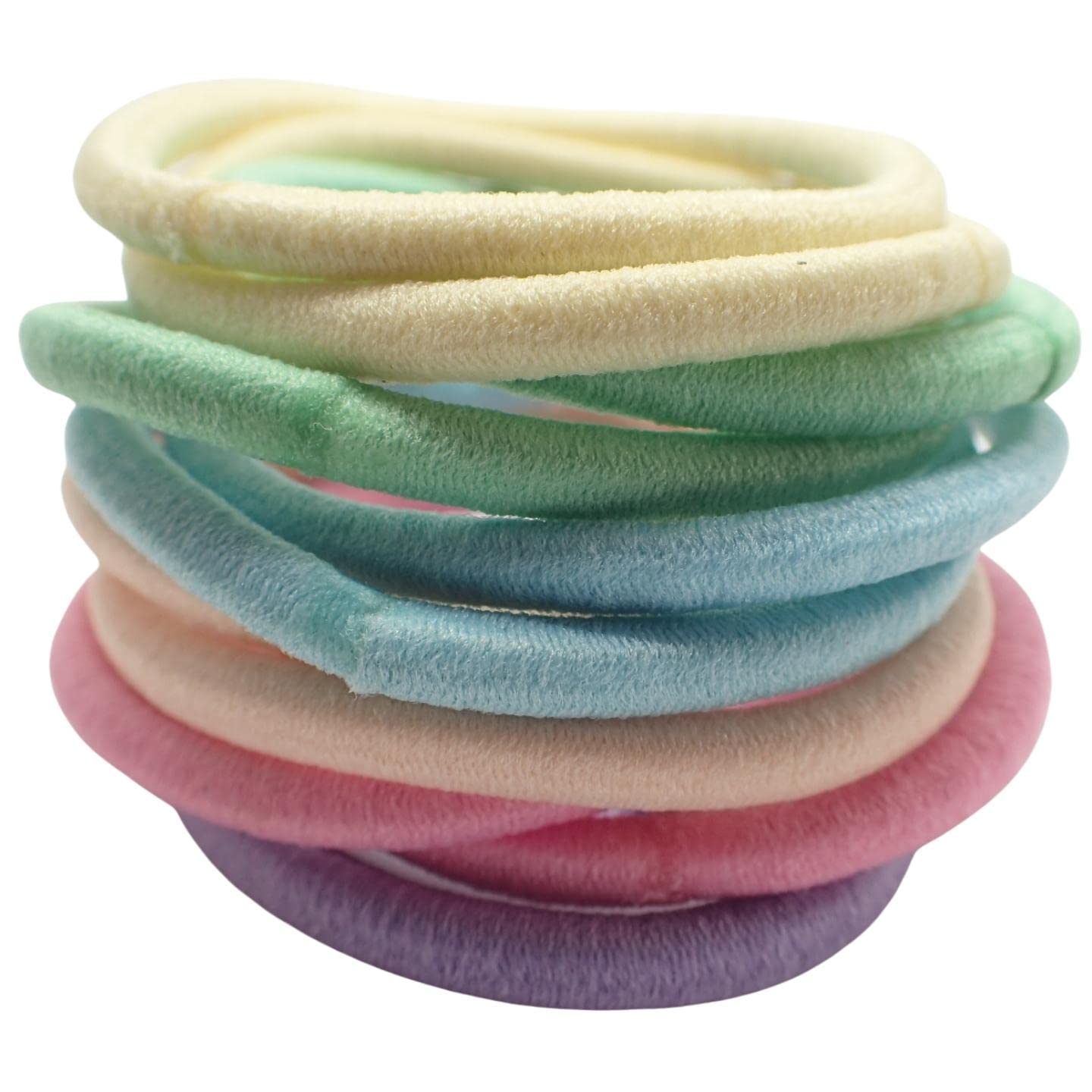 Topkids Pastel Hair Ties for Women & Girls - 12 Pack Soft Elastic Ponytail Holders, Hair Bands & Hair Accessories for School, Work & Sports