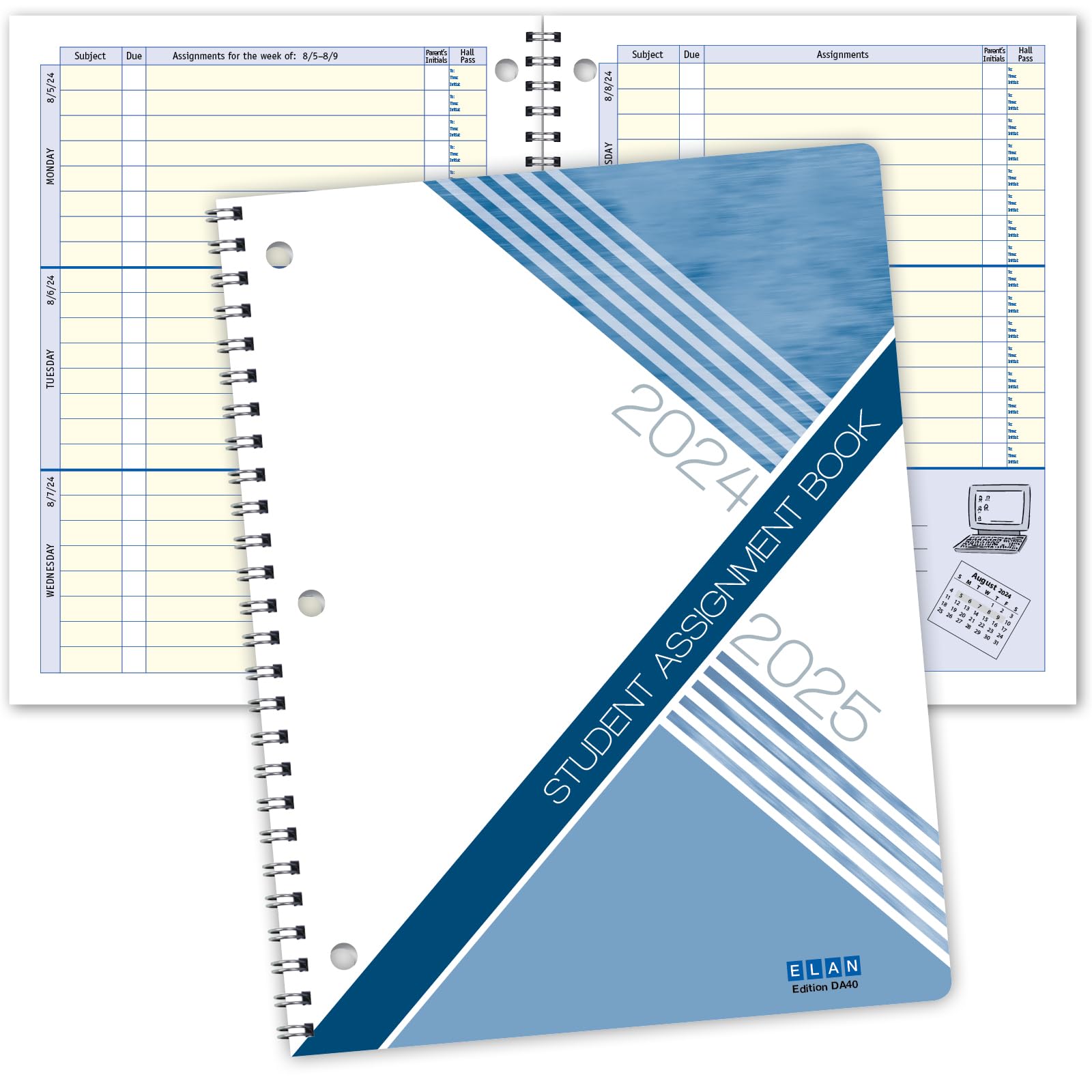 Elan Publishing Company 2024-2025 Academic Year Dated Student Planner - Middle & High School Organizer, August to June, Blue | Perfect for Homework Tracking, Class Schedules & Time Management