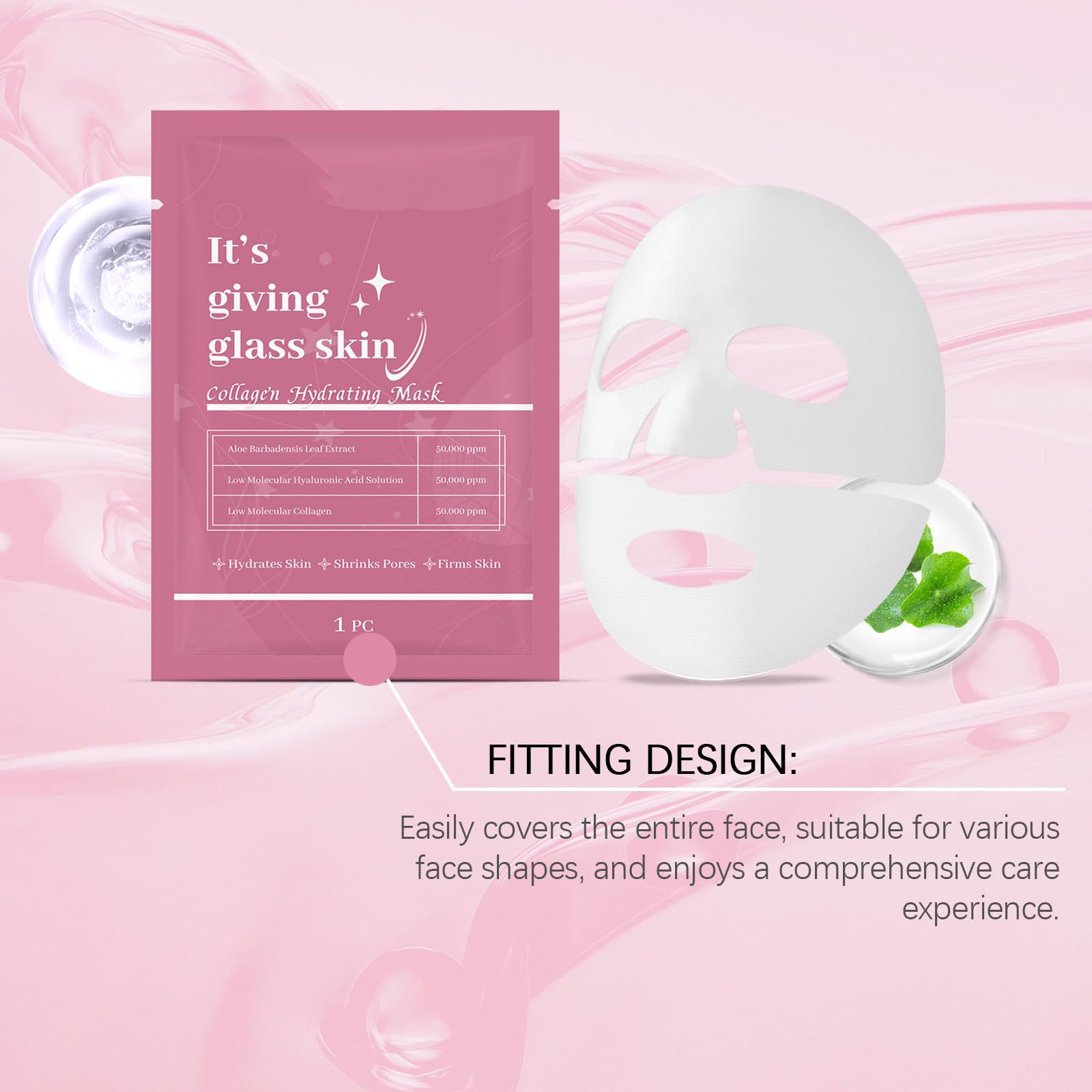 **Collagen Hydrating Face Mask - Deep Moisturizing & Nourishing Essence Sheet Mask for Dry & Sensitive Skin | Perfect for Daily Skincare, Spa Night & Travel**