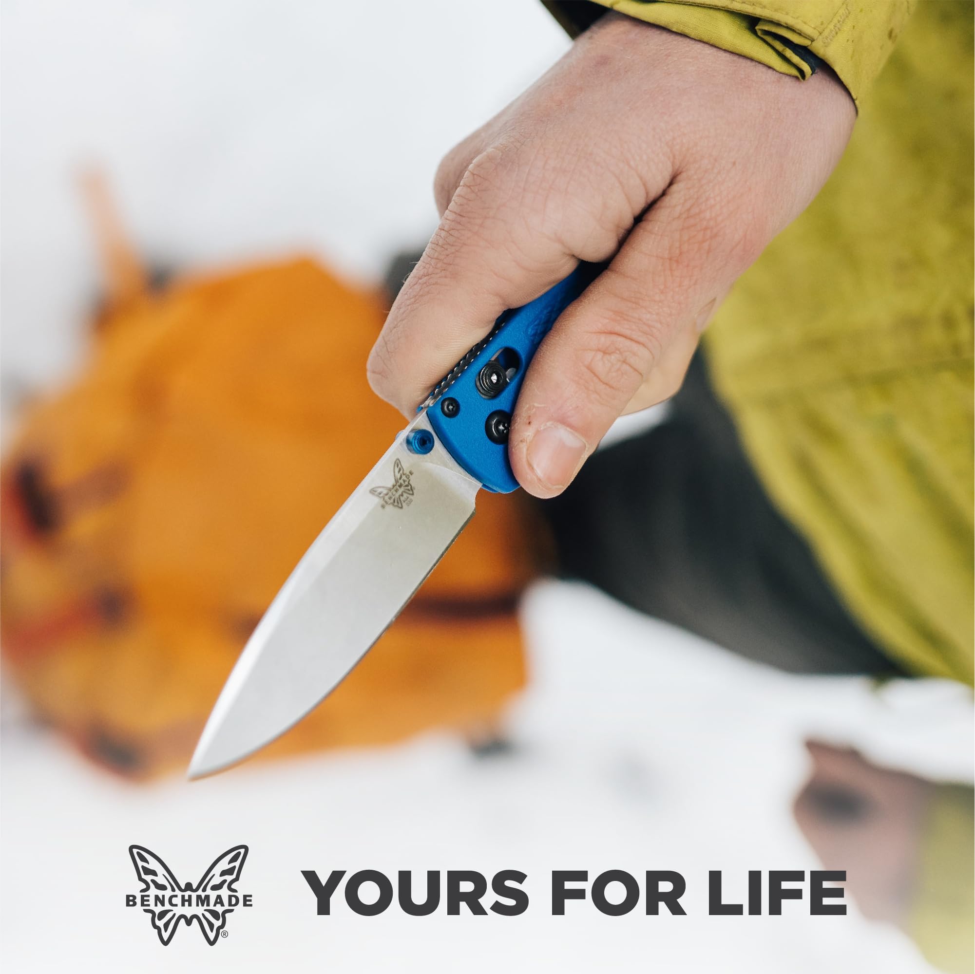 Benchmade Bugout 535 EDC Folding Knife - Lightweight Blue Grivory Handle, Perfect for Everyday Carry, Camping & Outdoor Adventures