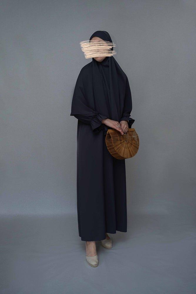 Barakaa Women's Prayer Dress & Umrah Hajj Set - Grey Islamic Modest Outfit for Prayer, Mosque & Religious Ceremonies