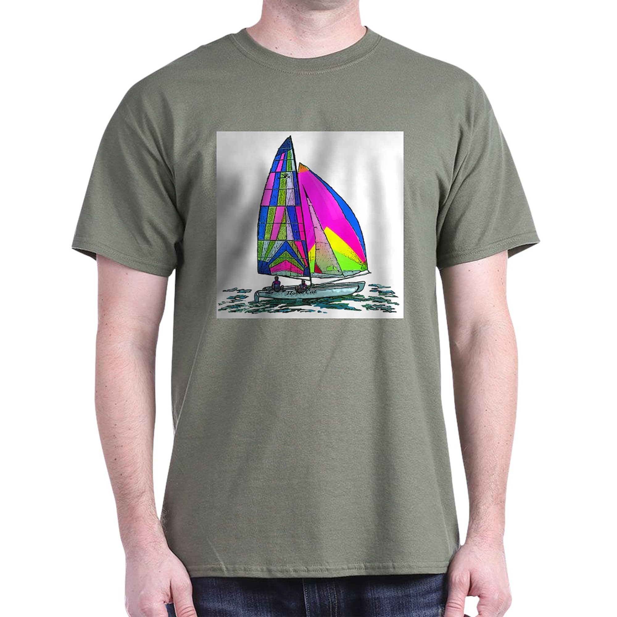 Hobie Cat Design Men's 100% Cotton Dark T-Shirt - Classic Graphic Tee for Sailing, Beach & Casual Wear | Comfortable Crew Neck Shirt for Outdoor Activities