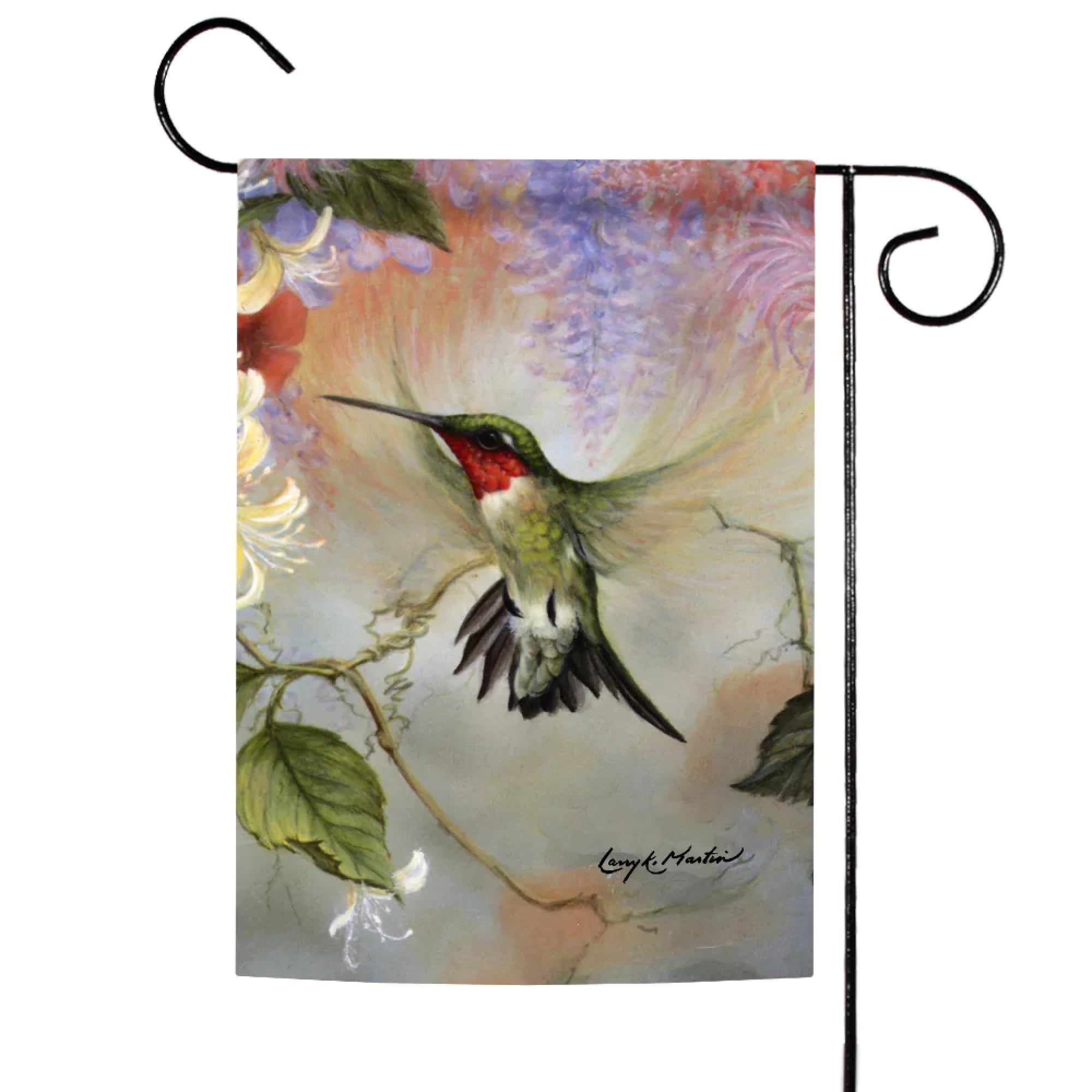 Toland Home Garden 12x18 Inch Double Sided Ruby Throated Hummingbird Flag - Vibrant Outdoor Yard Decoration for House, Garden & Patio - Perfect for Spring Decor, Bird Lovers & Nature-Themed Landscaping